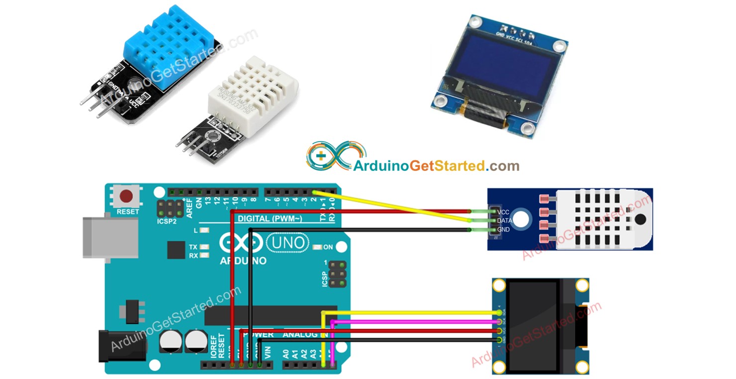 Arduino DHT11/DHT22 Temperatur- und Feuchtigkeitssensor mit OLED-Display