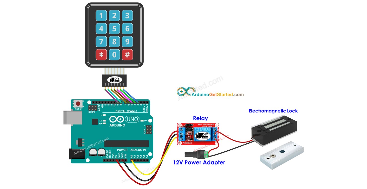 Arduino-Zifferntastatur mit elektromagnetischer Verriegelung