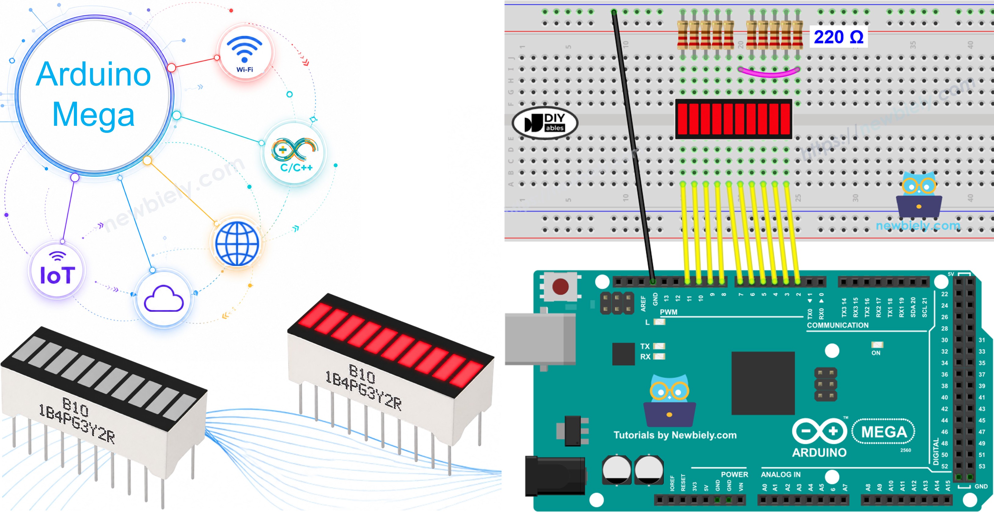 Arduino Mega und 10-Segment-LED-Balkenanzeige
