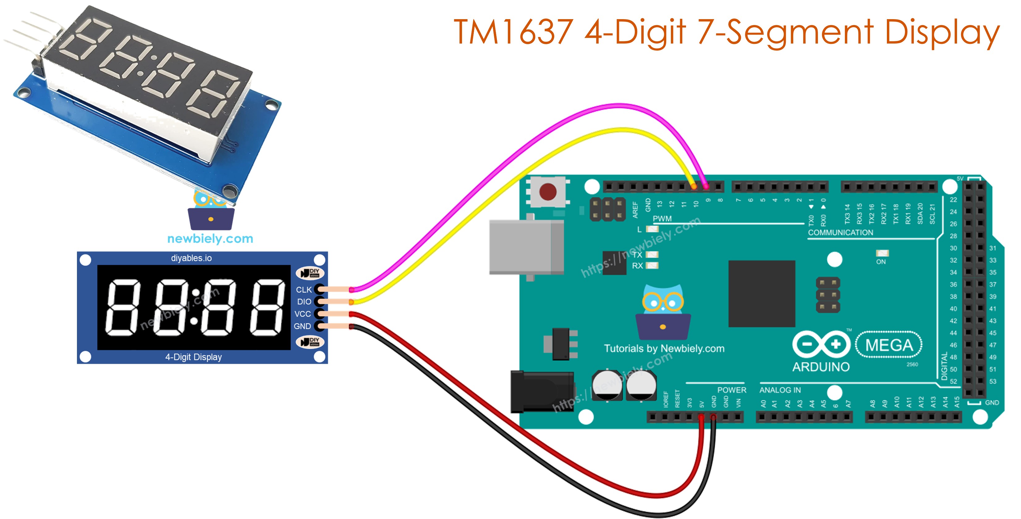Arduino Mega TM1637 4-stellige 7-Segment Anzeige
