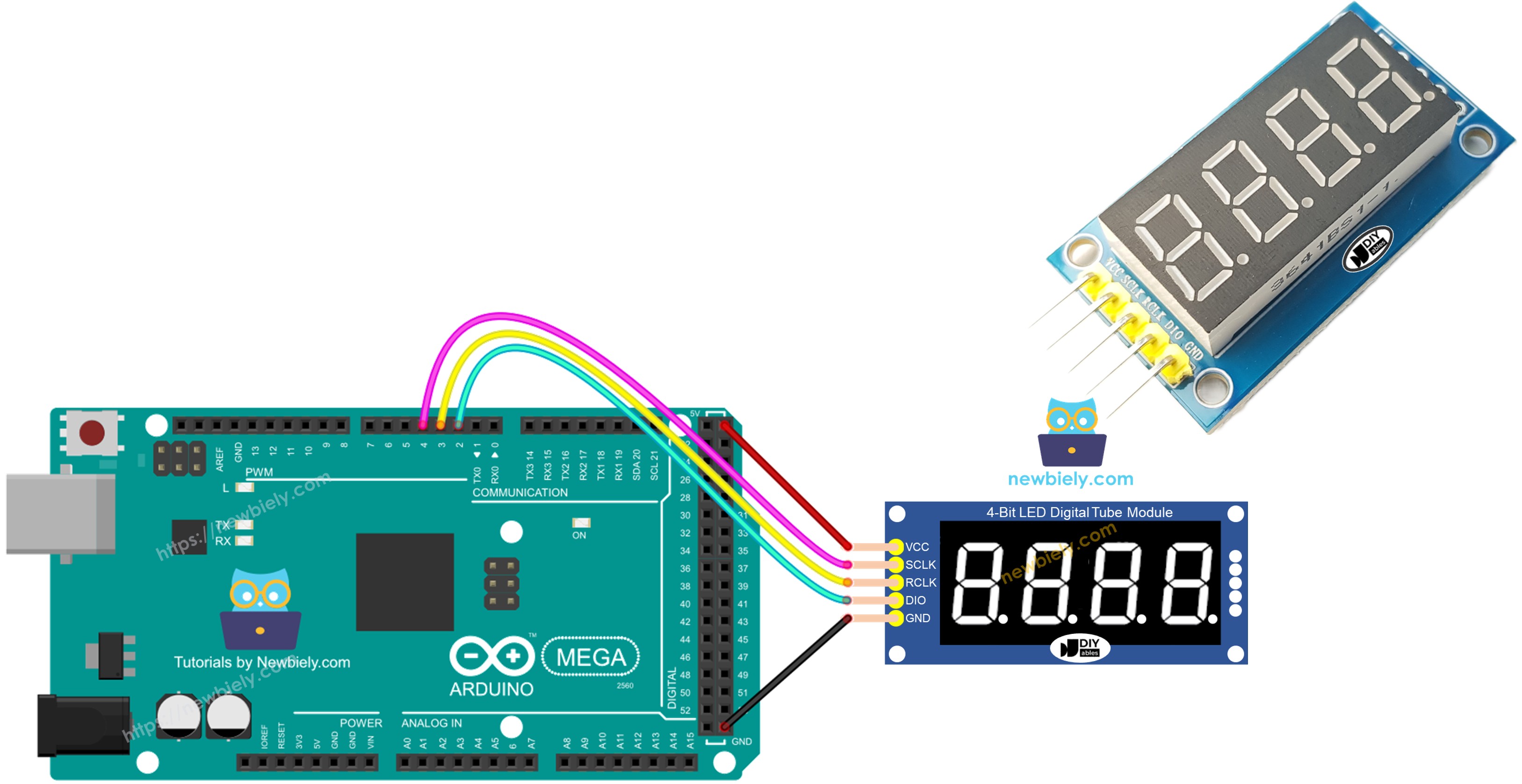 Arduino Mega 74HC595 4-stelliges 7-Segment Display