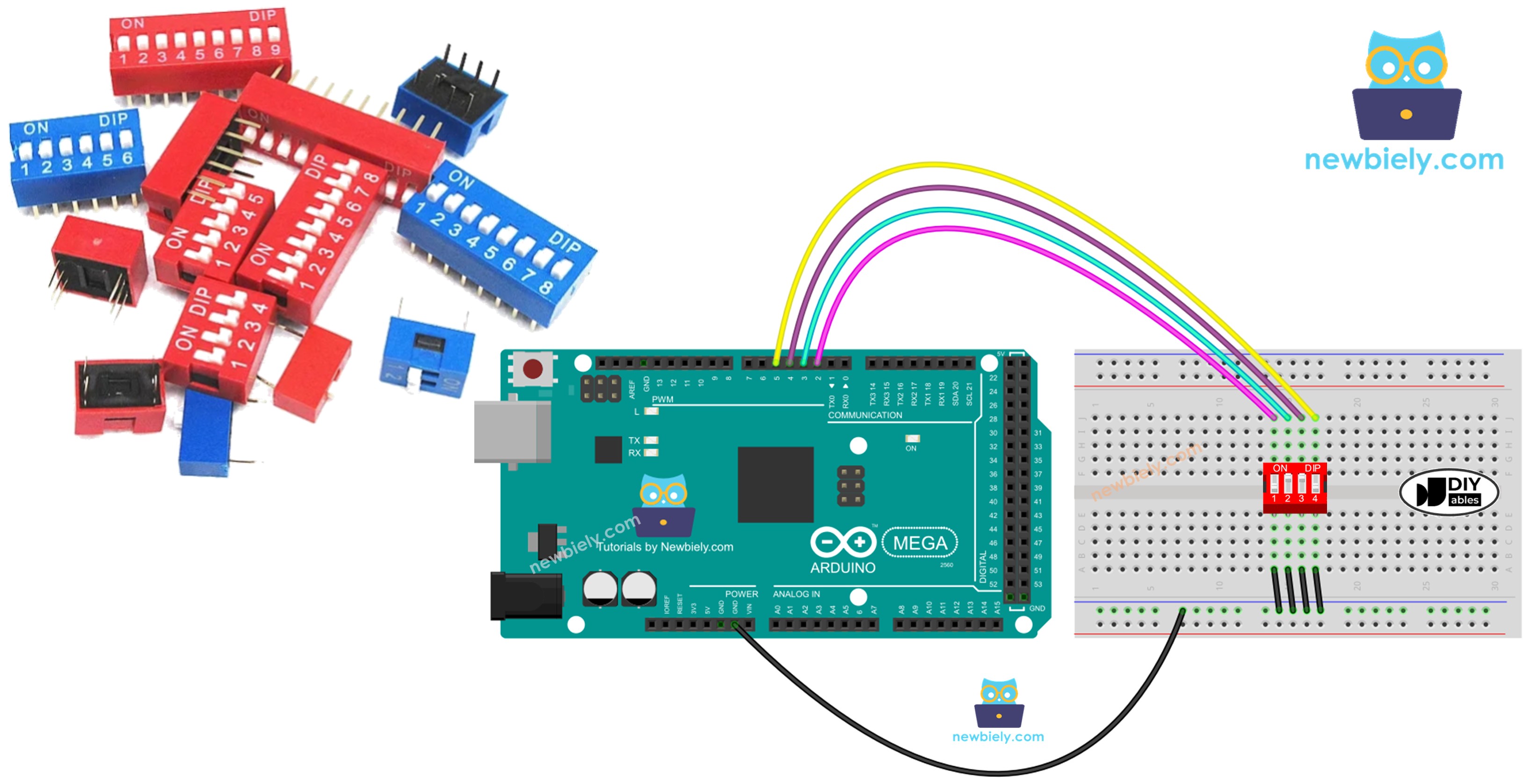 Arduino Mega mit DIP-Schalter