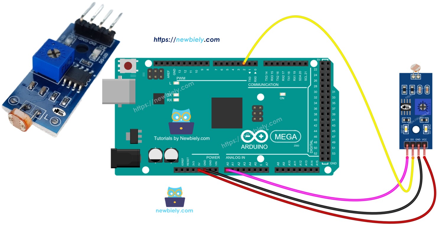 Arduino Mega LDR Light Sensor Module