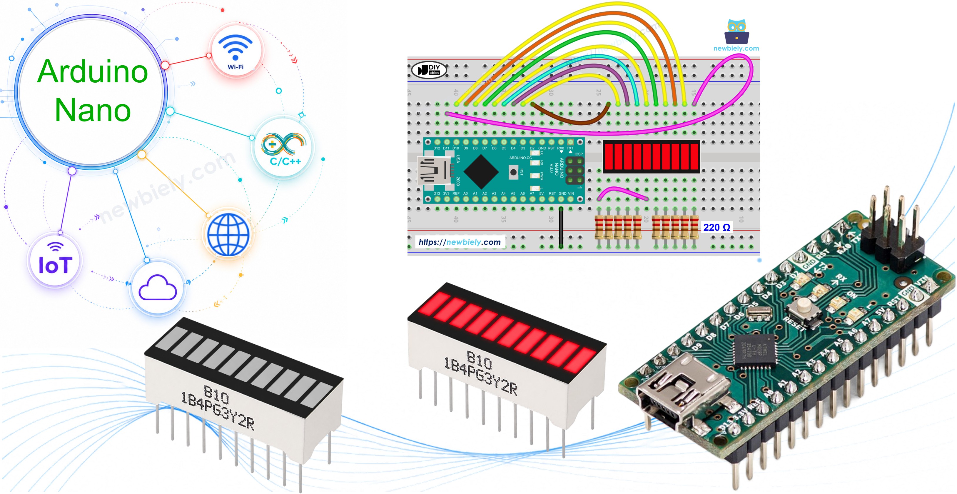 Arduino Nano und 10-Segment-LED-Balkenanzeige