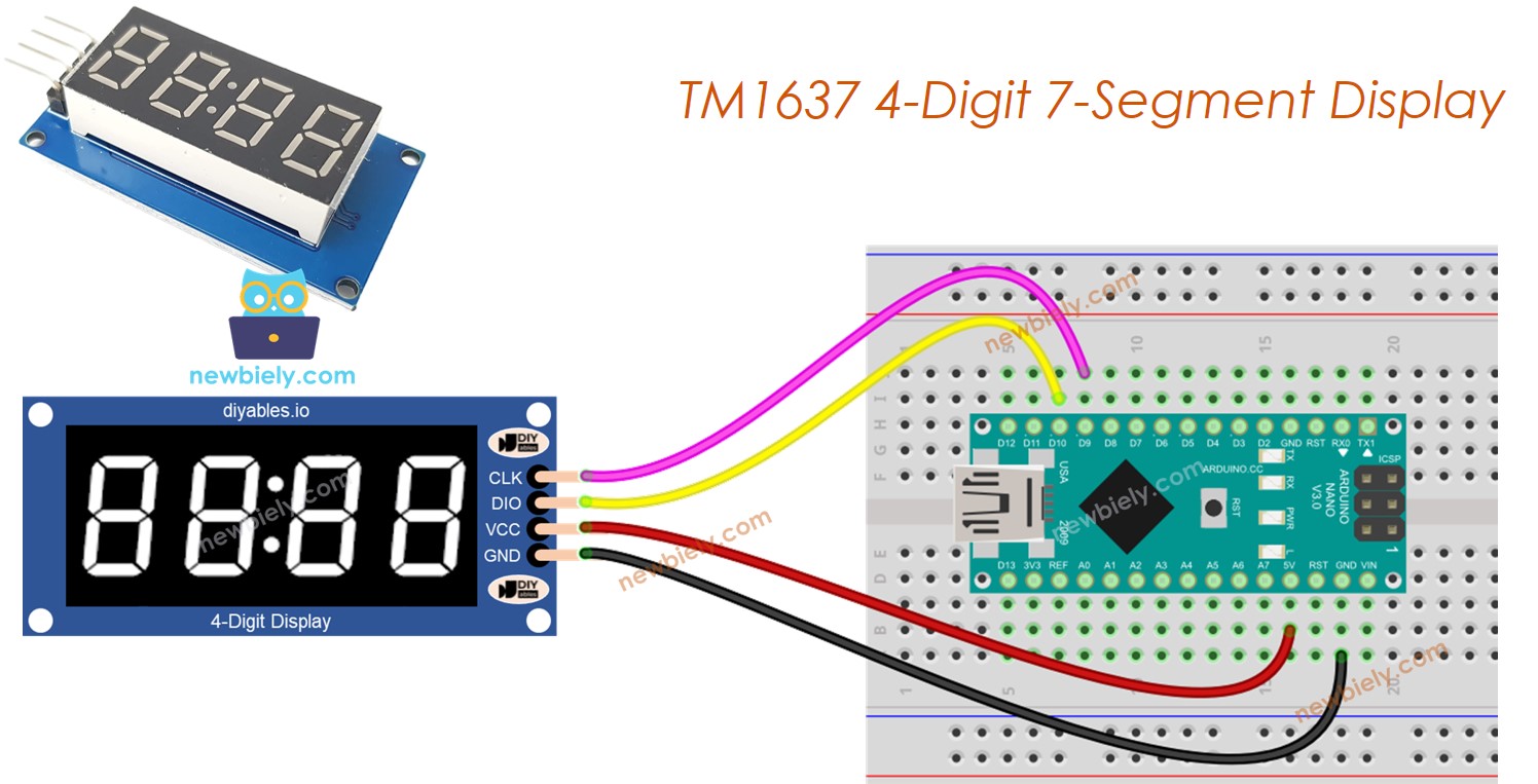 Arduino Nano TM1637 4-stellige 7-Segmentanzeige