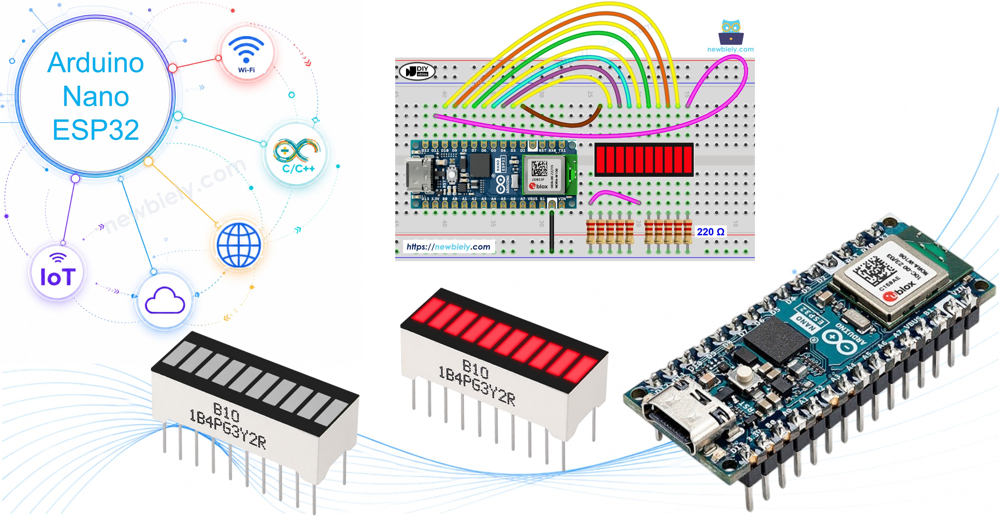 Arduino Nano ESP32 und 10-Segment-LED-Balkenanzeige
