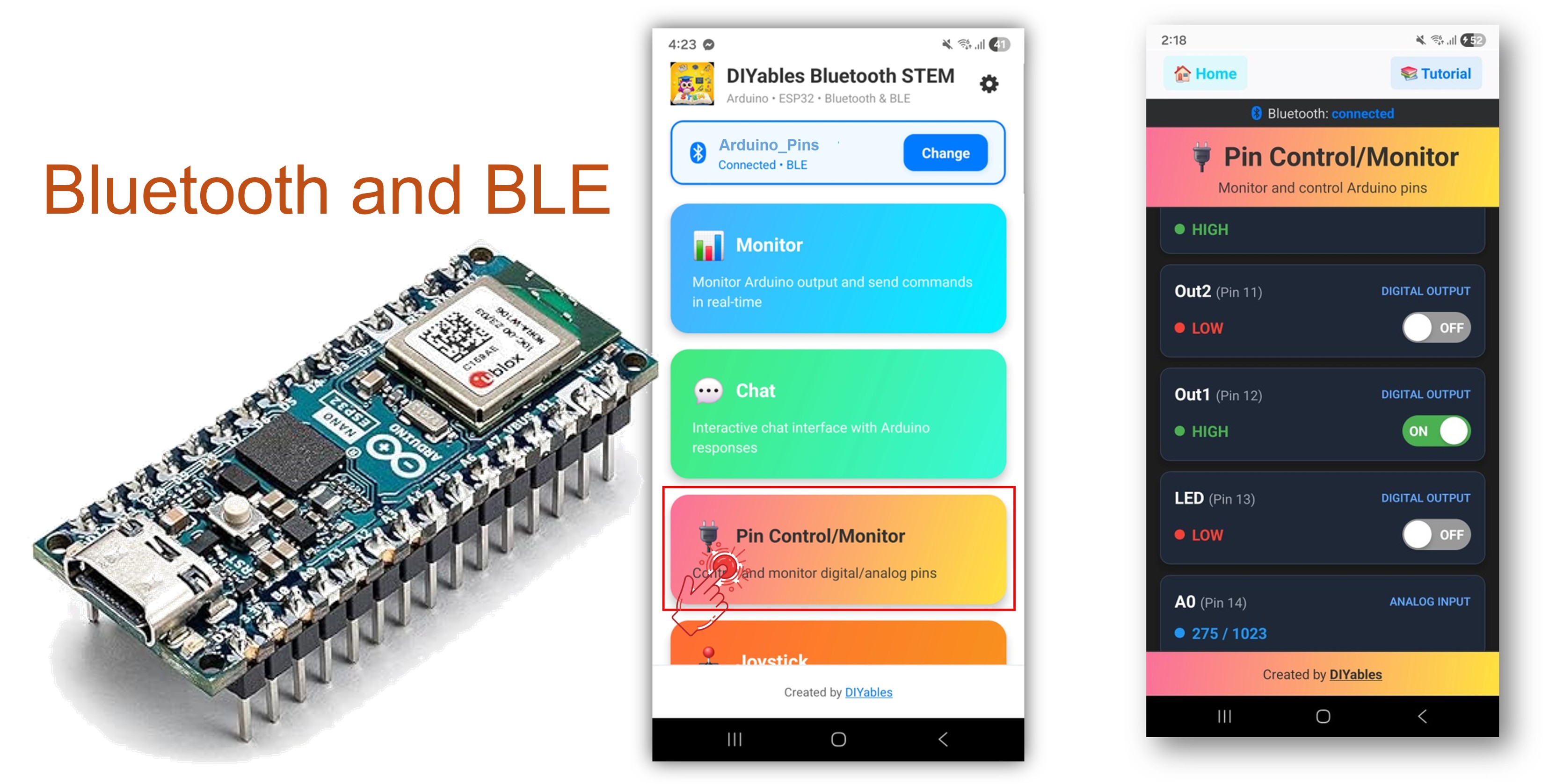 Arduino Nano ESP32 Bluetooth Digital Pins Beispiel - GPIO Pin Steuerung über BLE Tutorial