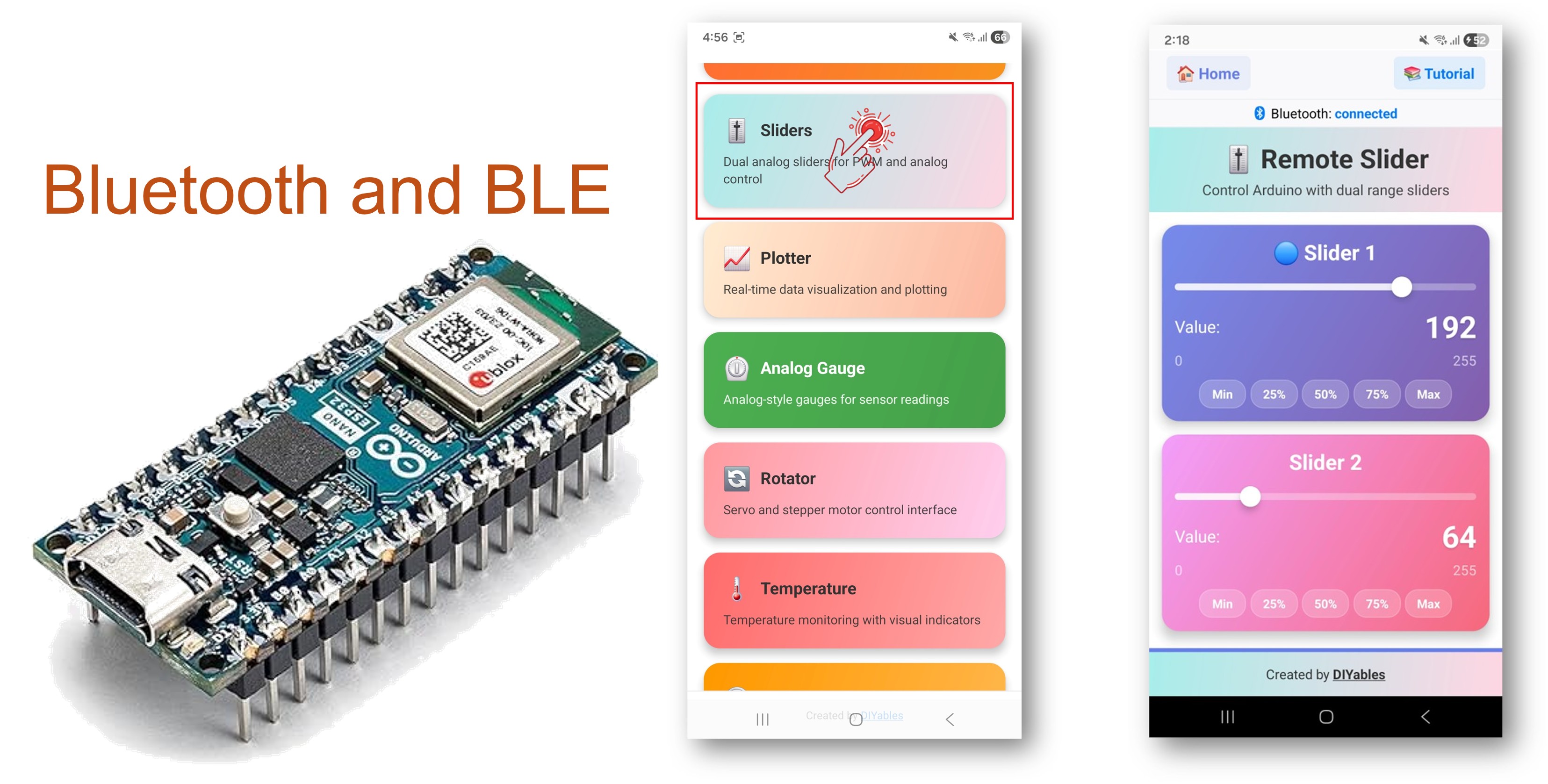 Arduino Nano ESP32 Bluetooth Schieberegler Beispiel - Duale Schieberegler Steuerung über BLE Tutorial