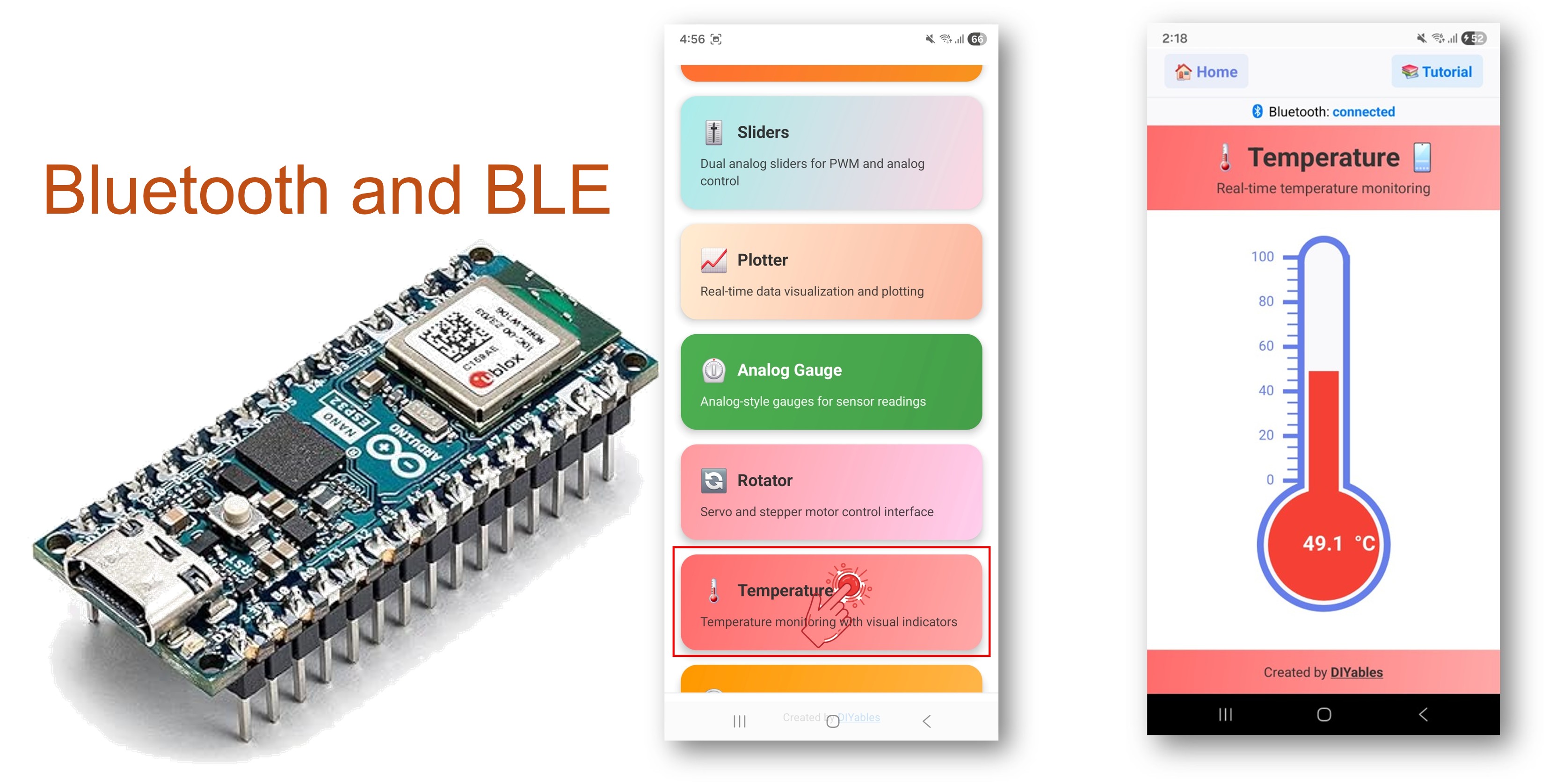 Arduino Nano ESP32 Bluetooth-Temperatur-Gauge-Beispiel - Temperaturanzeige via BLE-Anleitung