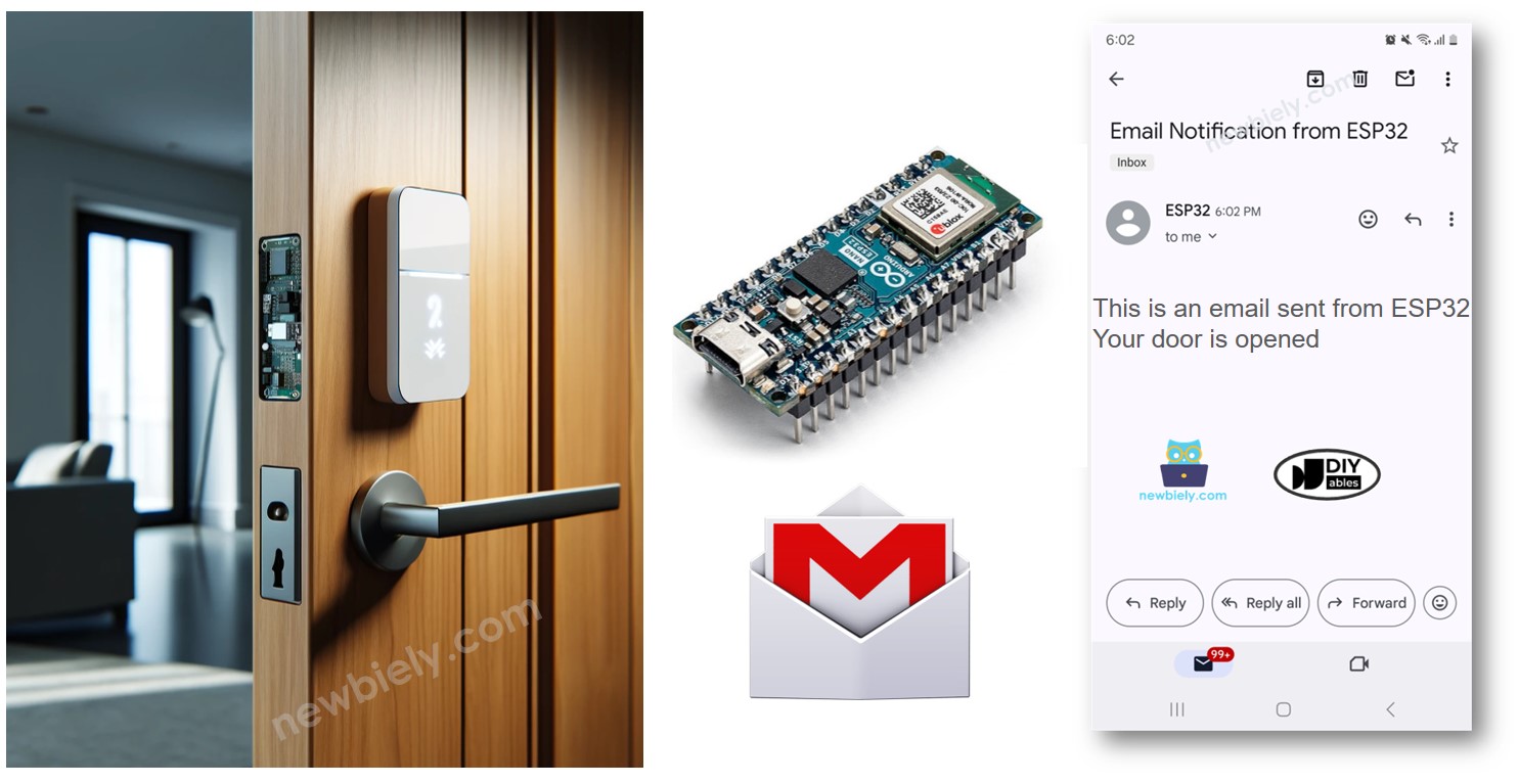 Arduino Nano ESP32 Türöffnung E-Mail-Benachrichtigung