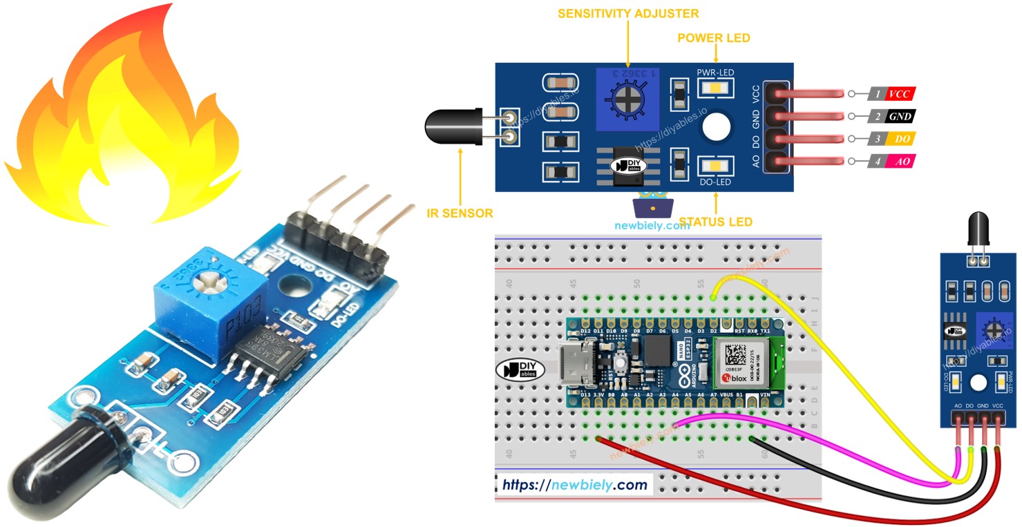 Arduino Nano ESP32 Flammensensor
