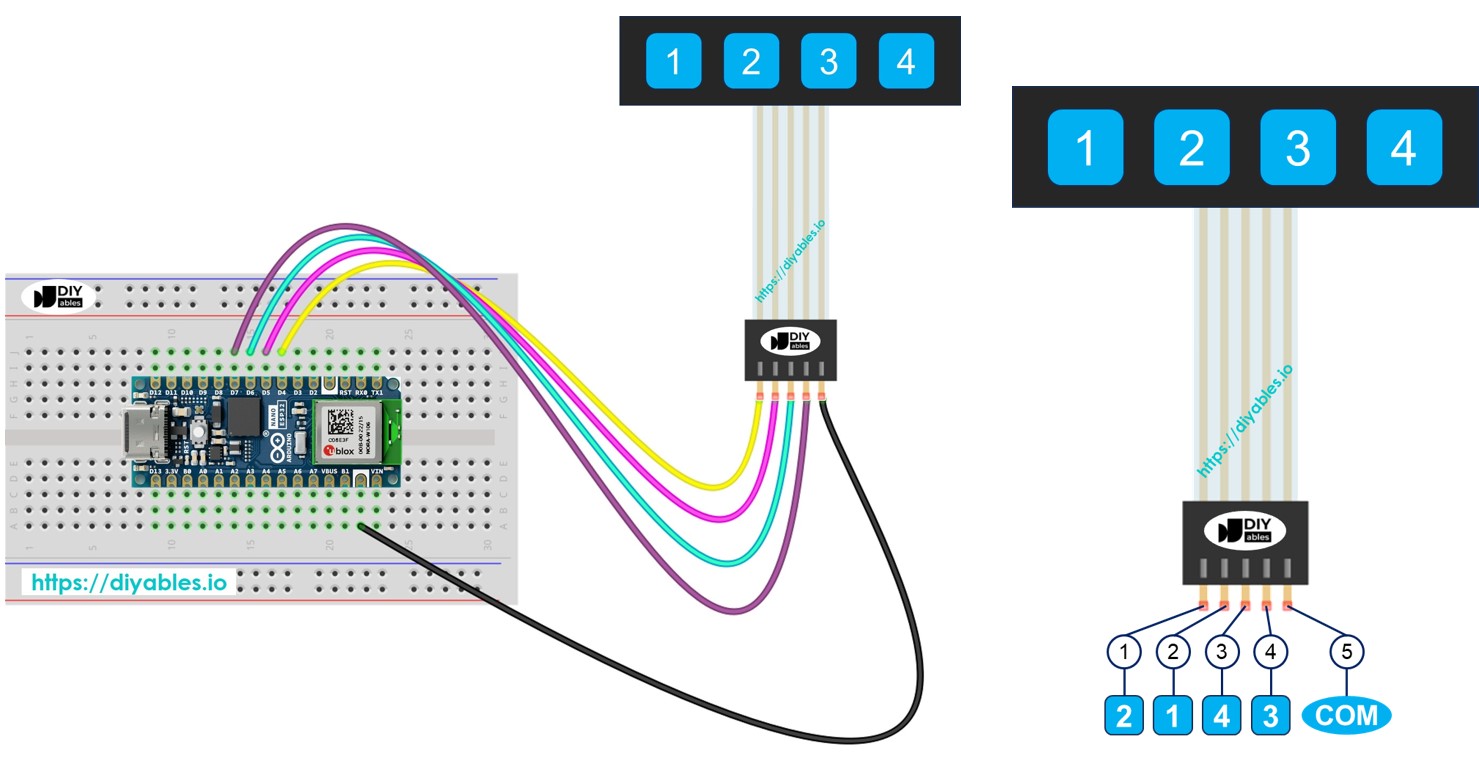 Arduino Nano ESP32 Tastaturfeld 1x4