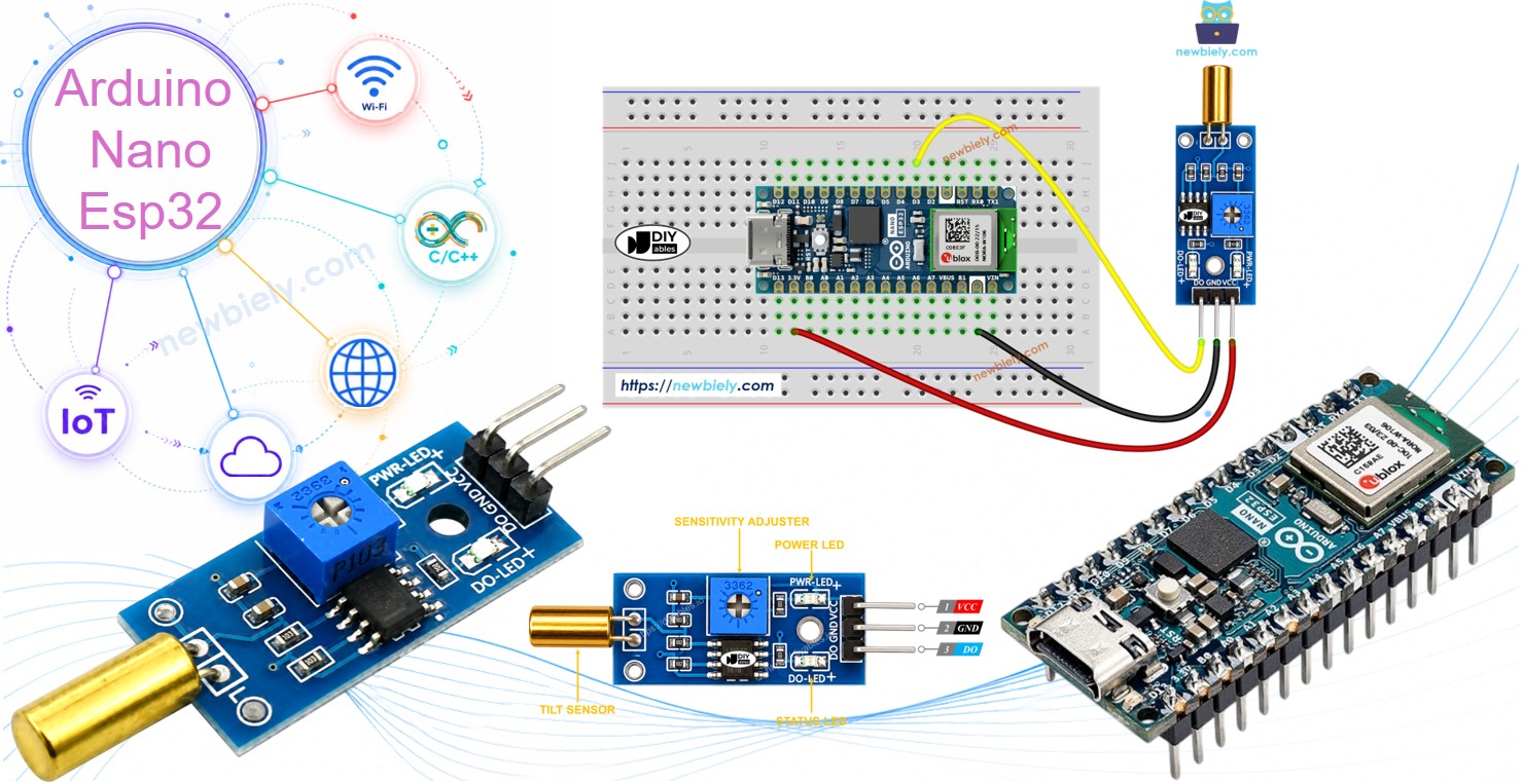 Arduino Nano ESP32 SW520D Neigungssensor