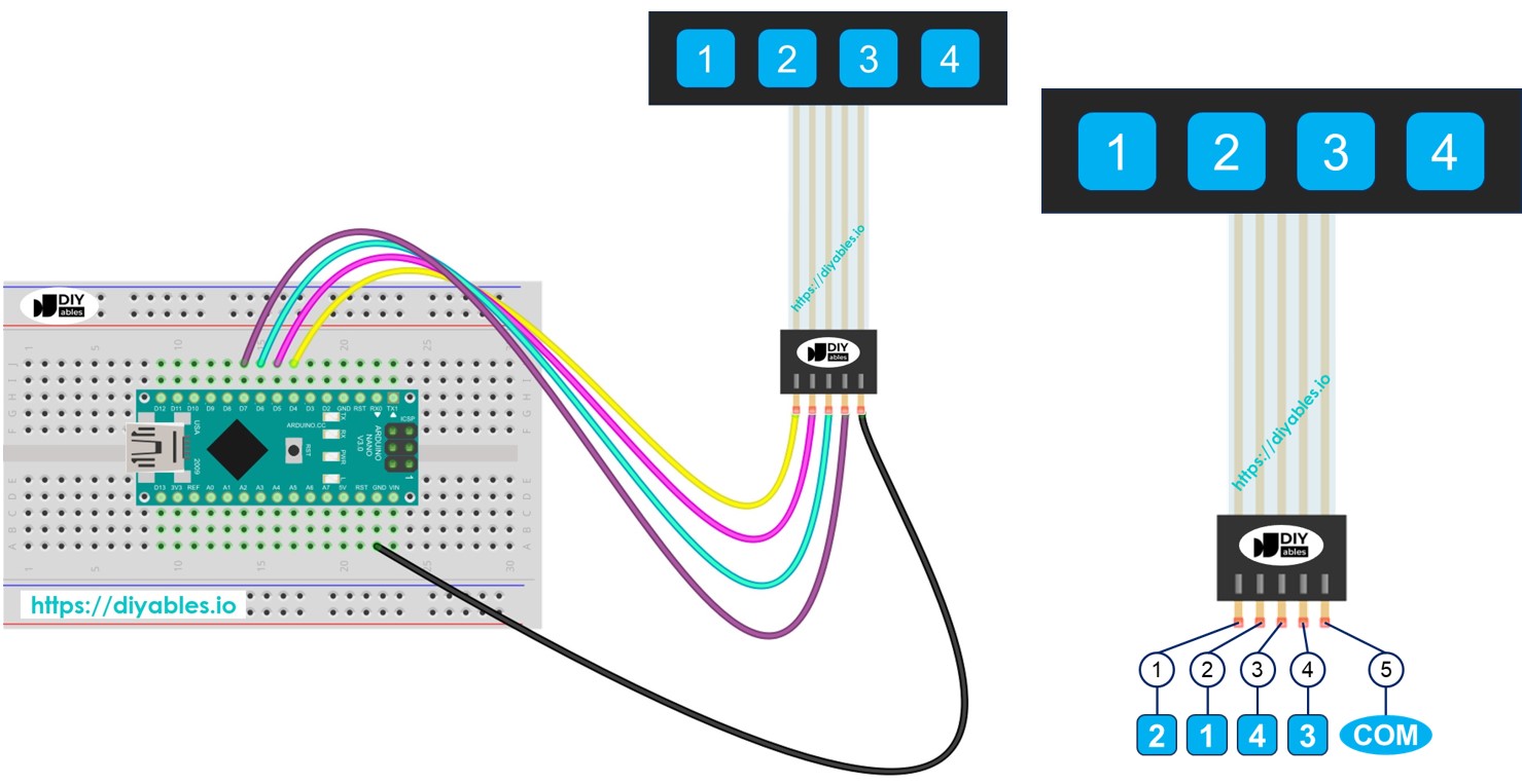 Arduino Nano Tastenfeld 1x4