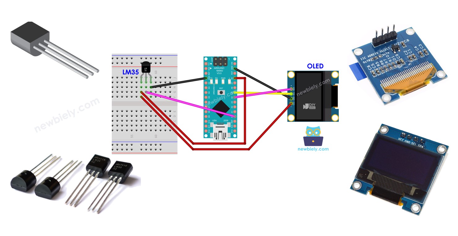 Arduino Nano LM35-Temperatursensor OLED W