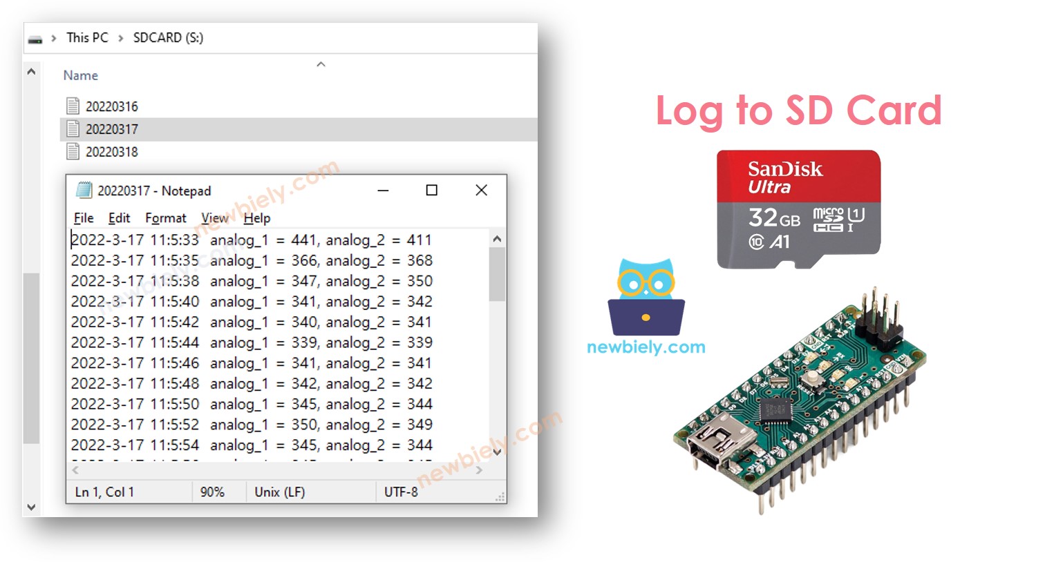 Arduino Nano: Protokollierung auf Micro-SD-Karte