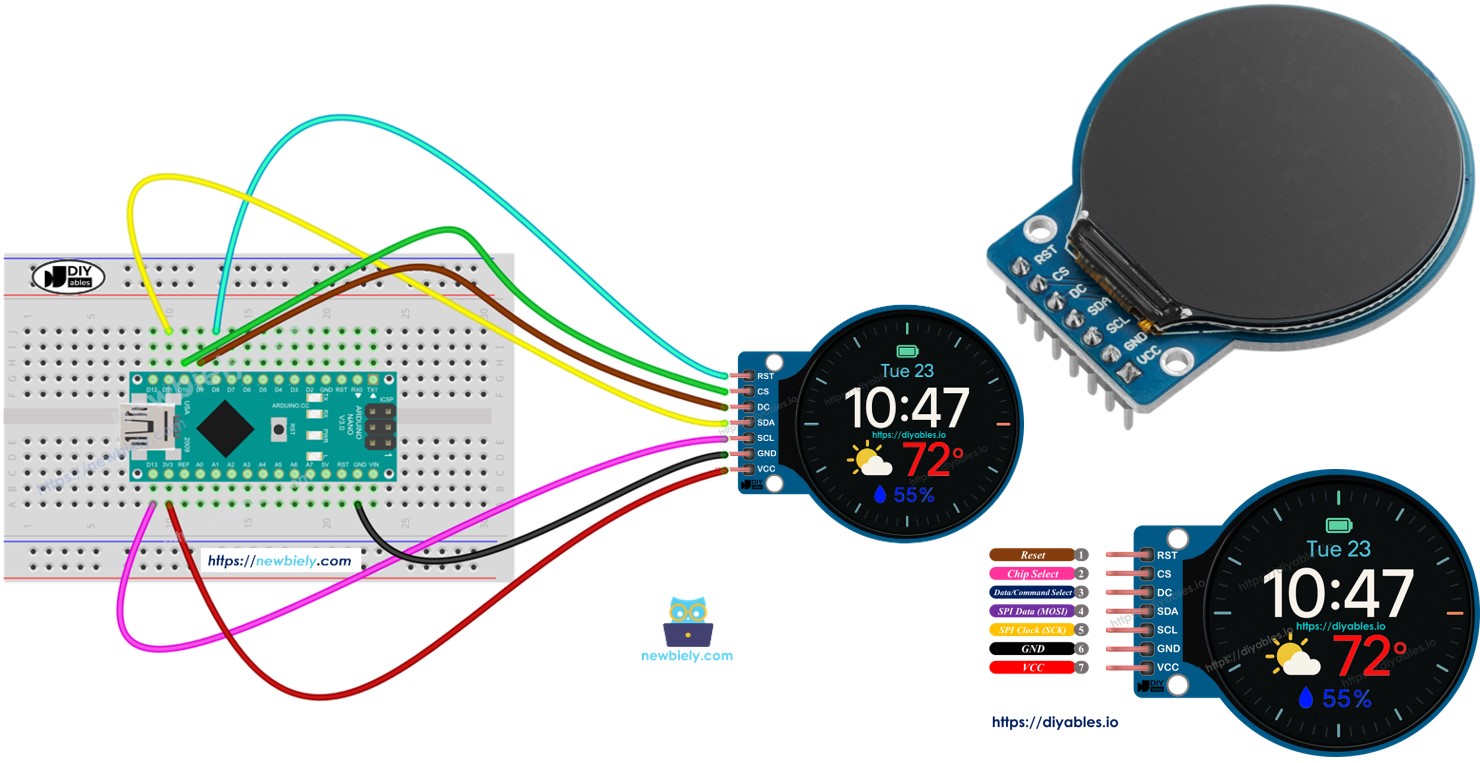 Arduino Nano 1,28-Zoll runder TFT-LCD-Display