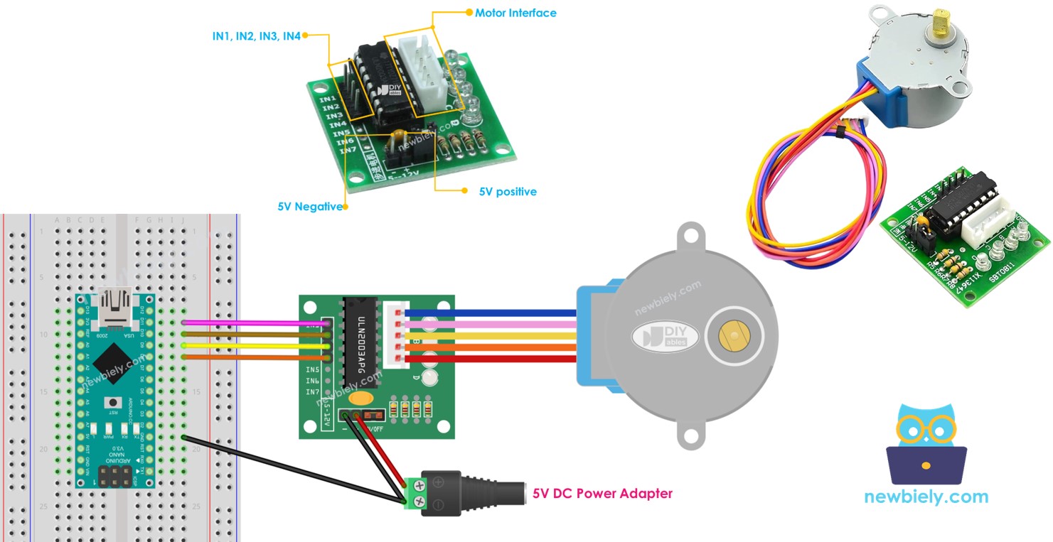 Arduino Nano ULN2003 28BYJ-48 Schrittmotor