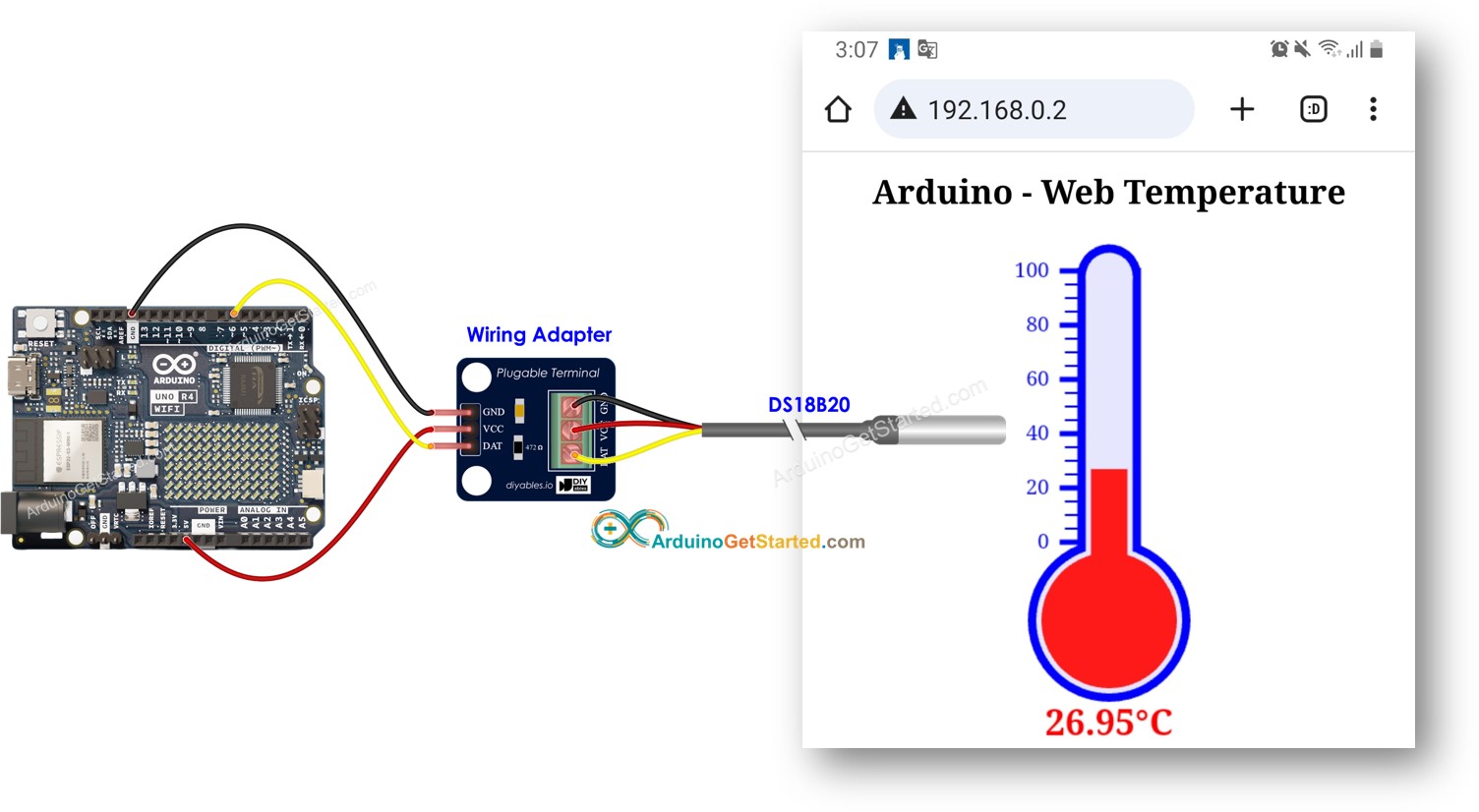 Arduino Uno R4 DS18B20 Temperatursensor-Webserver