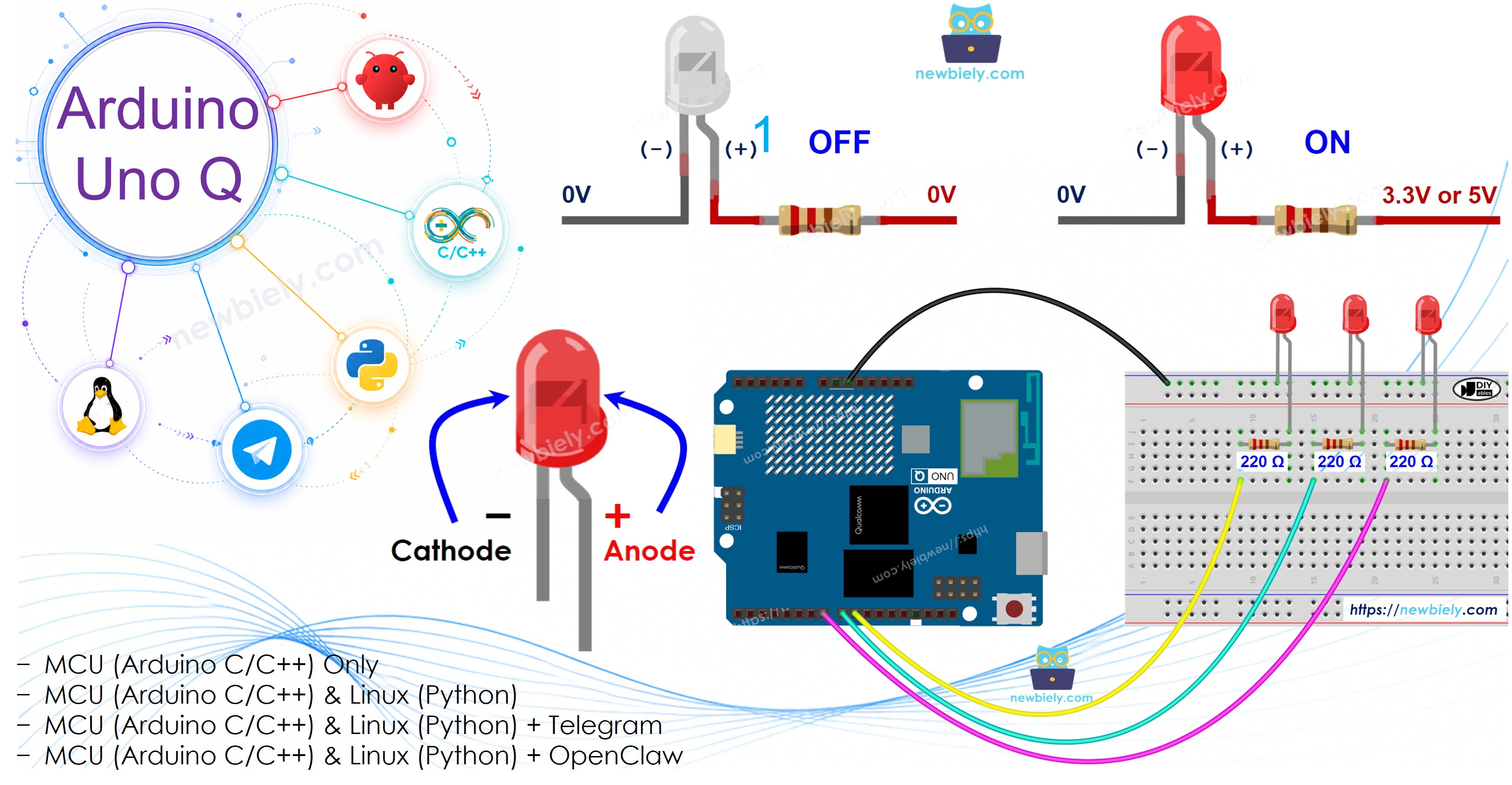 Arduino UNO Q - Mehrere LEDs zum Blinken bringen