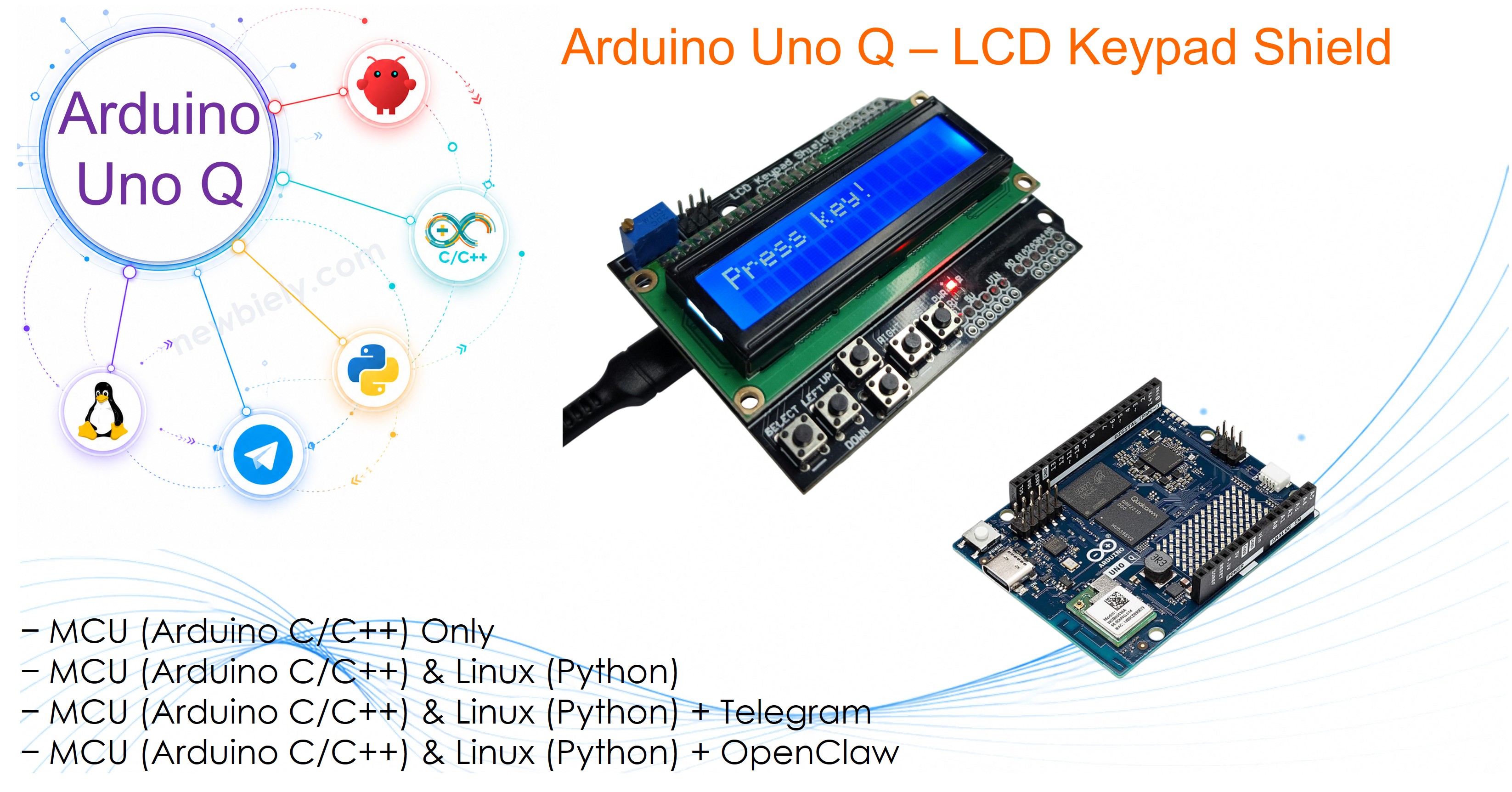 Arduino UNO Q - LCD-Tastaturschild