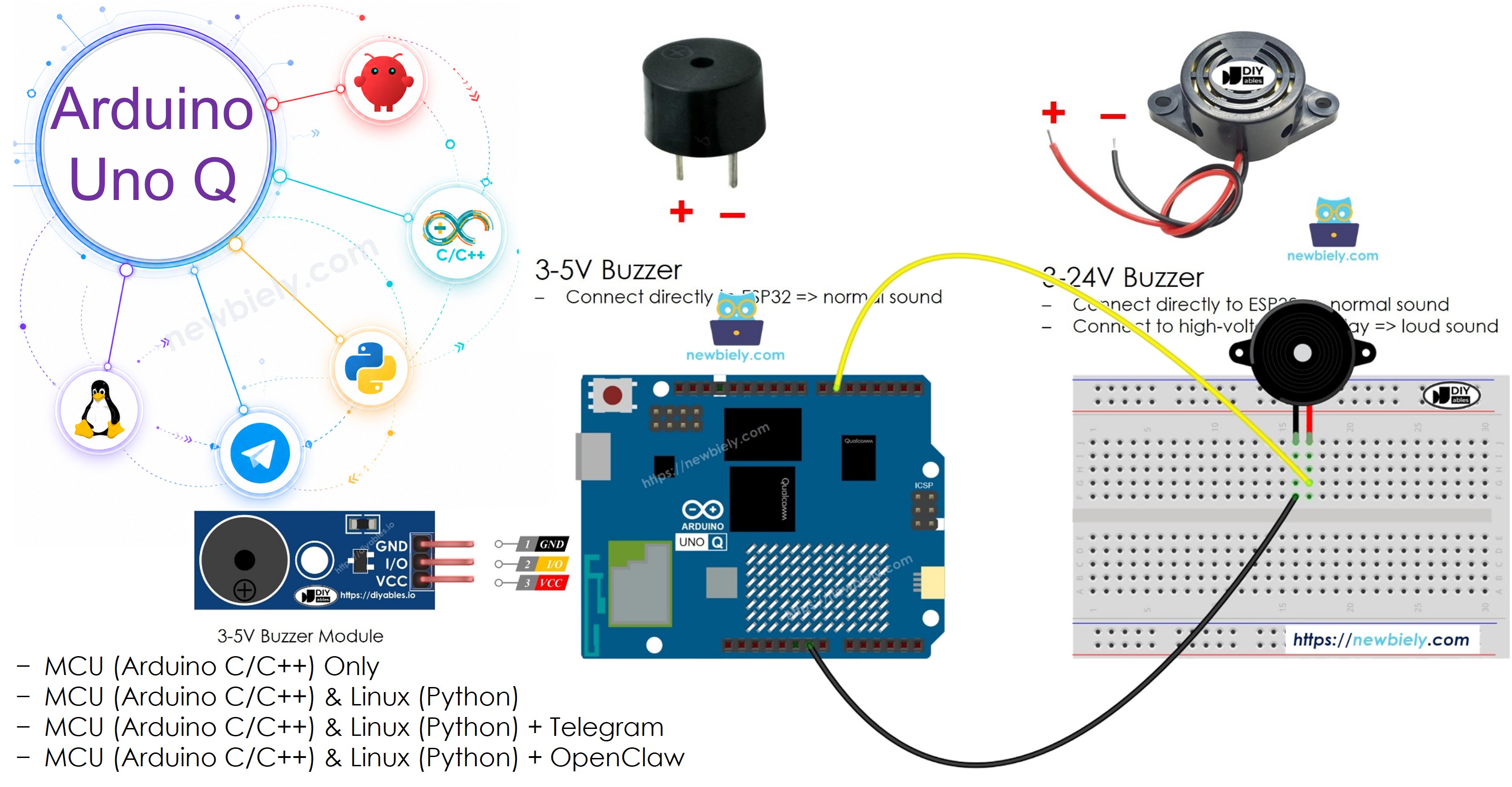 Arduino UNO Q Piezo-Summer
