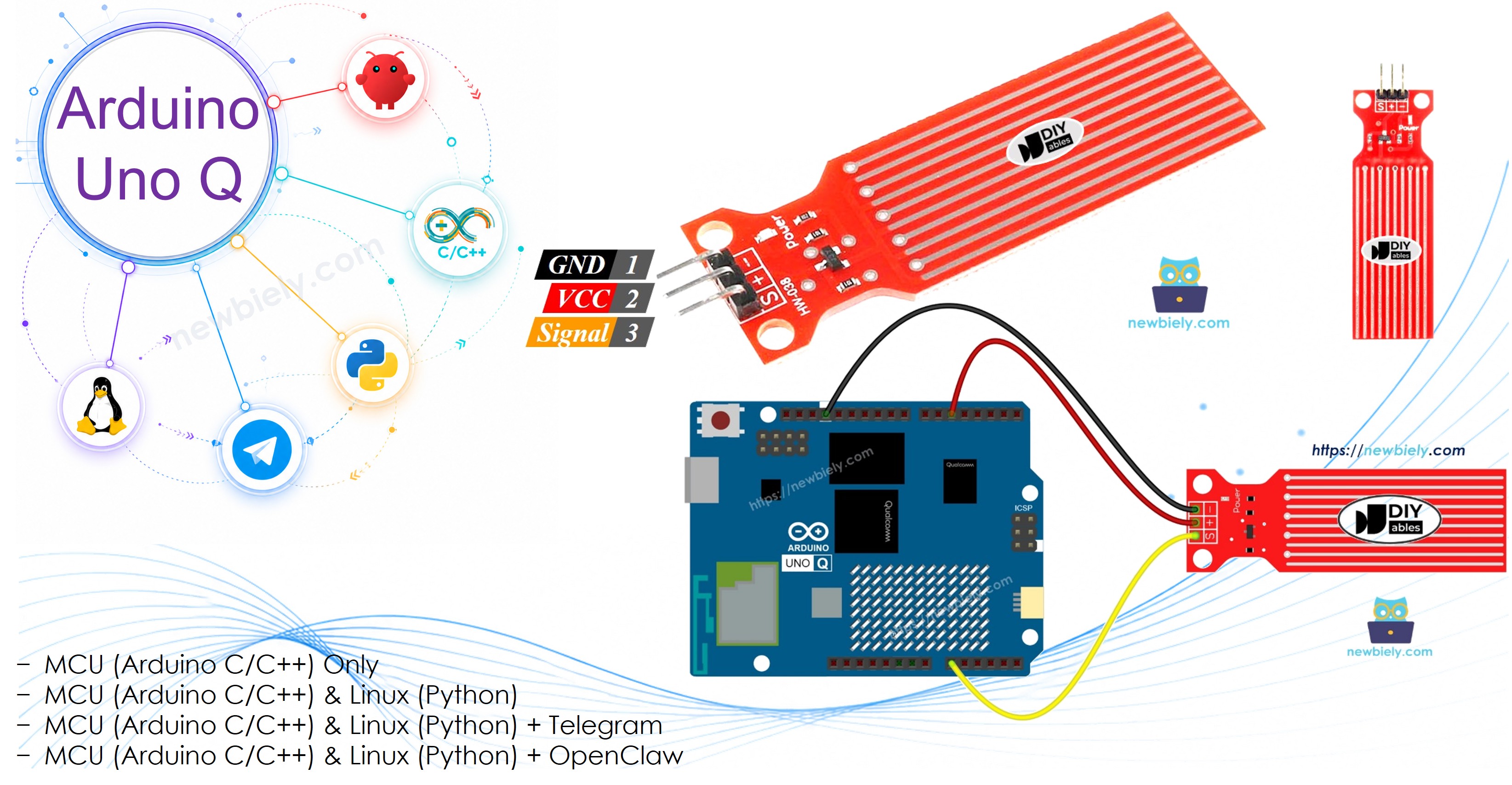 Arduino UNO Q Wasser/Flüssigkeit