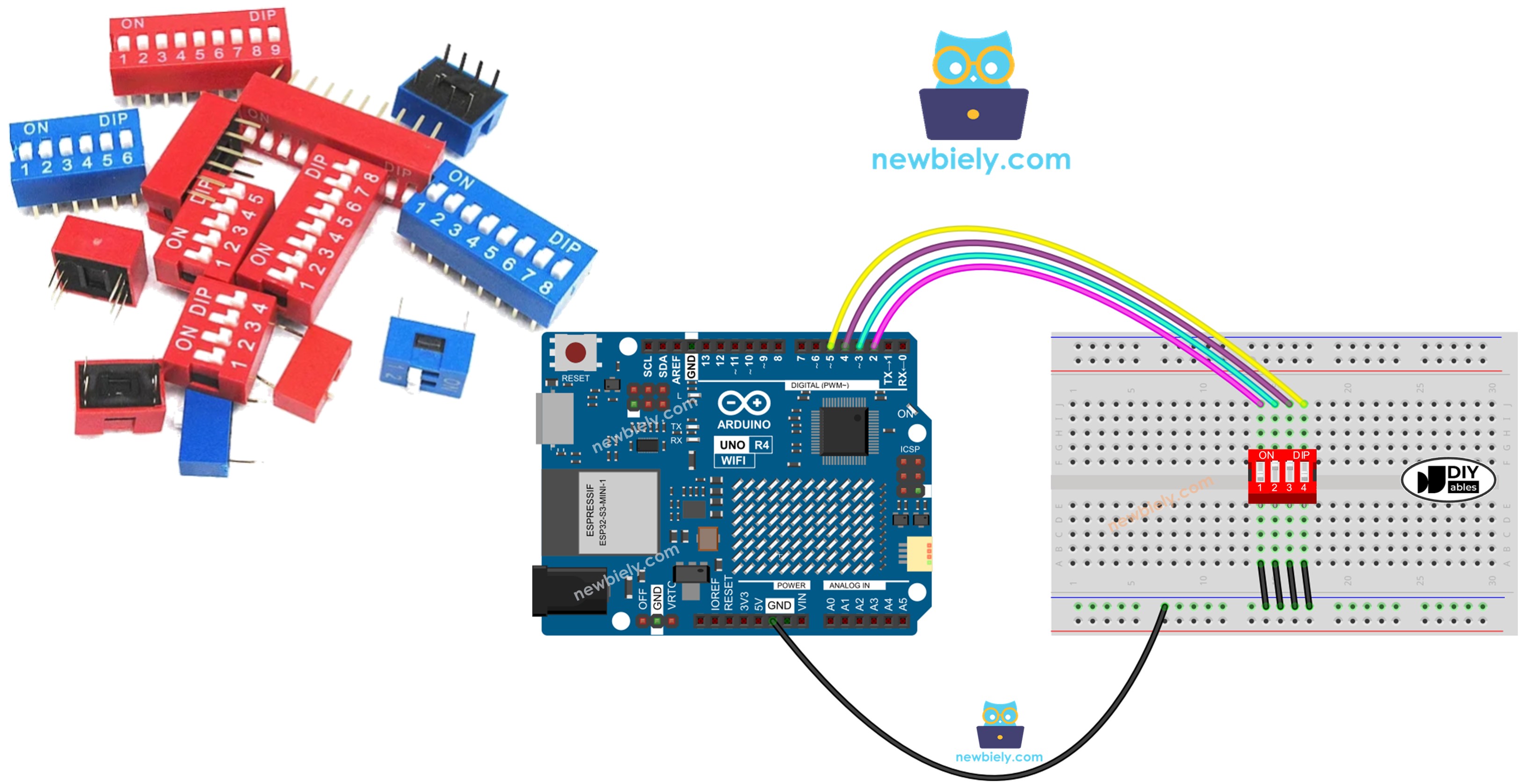 Arduino UNO R4 mit DIP-Schalter