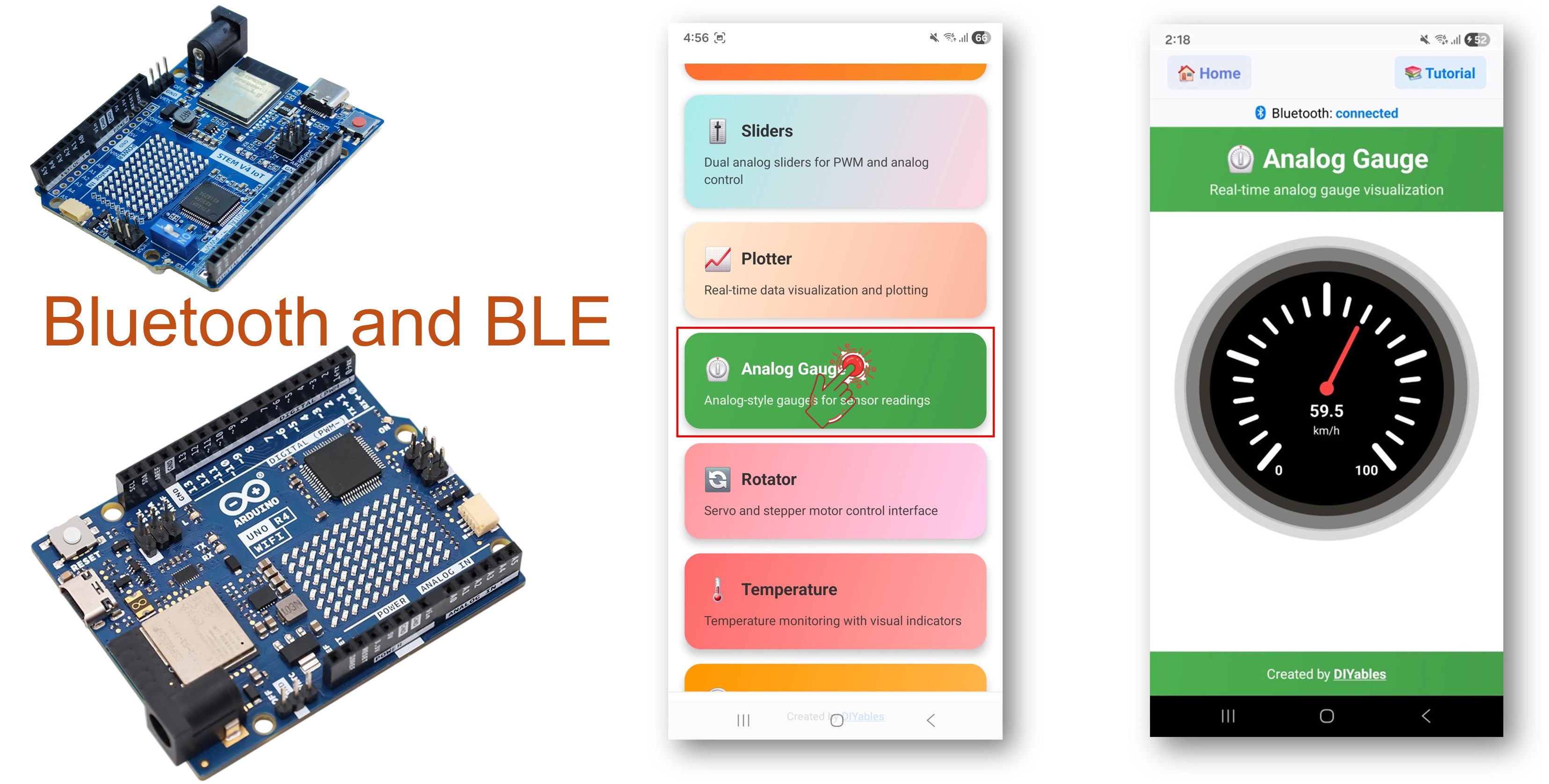 Arduino UNO R4 WiFi Bluetooth Analog Gauge Beispiel - Anzeige Display über BLE Tutorial