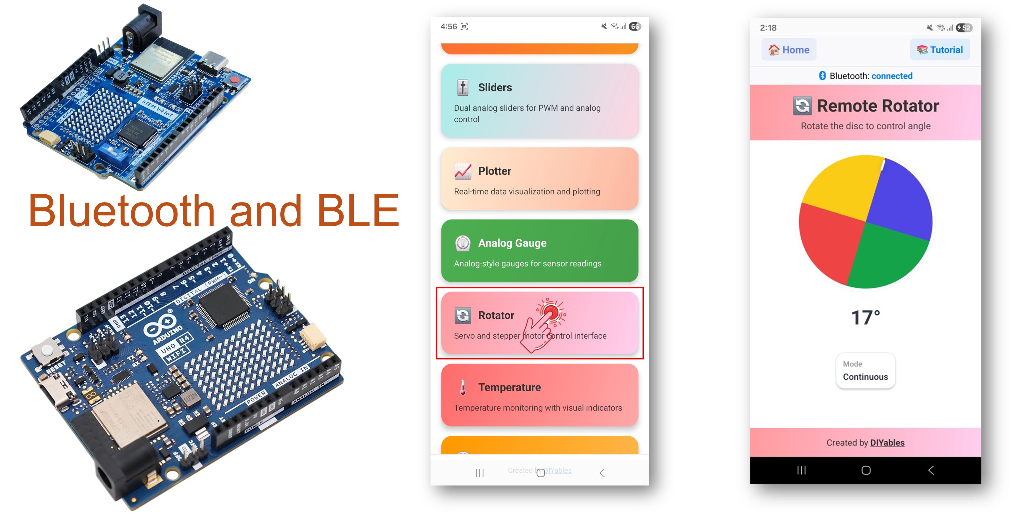 Arduino UNO R4 WiFi Bluetooth Rotator Beispiel - Winkelsteuerung über BLE Tutorial