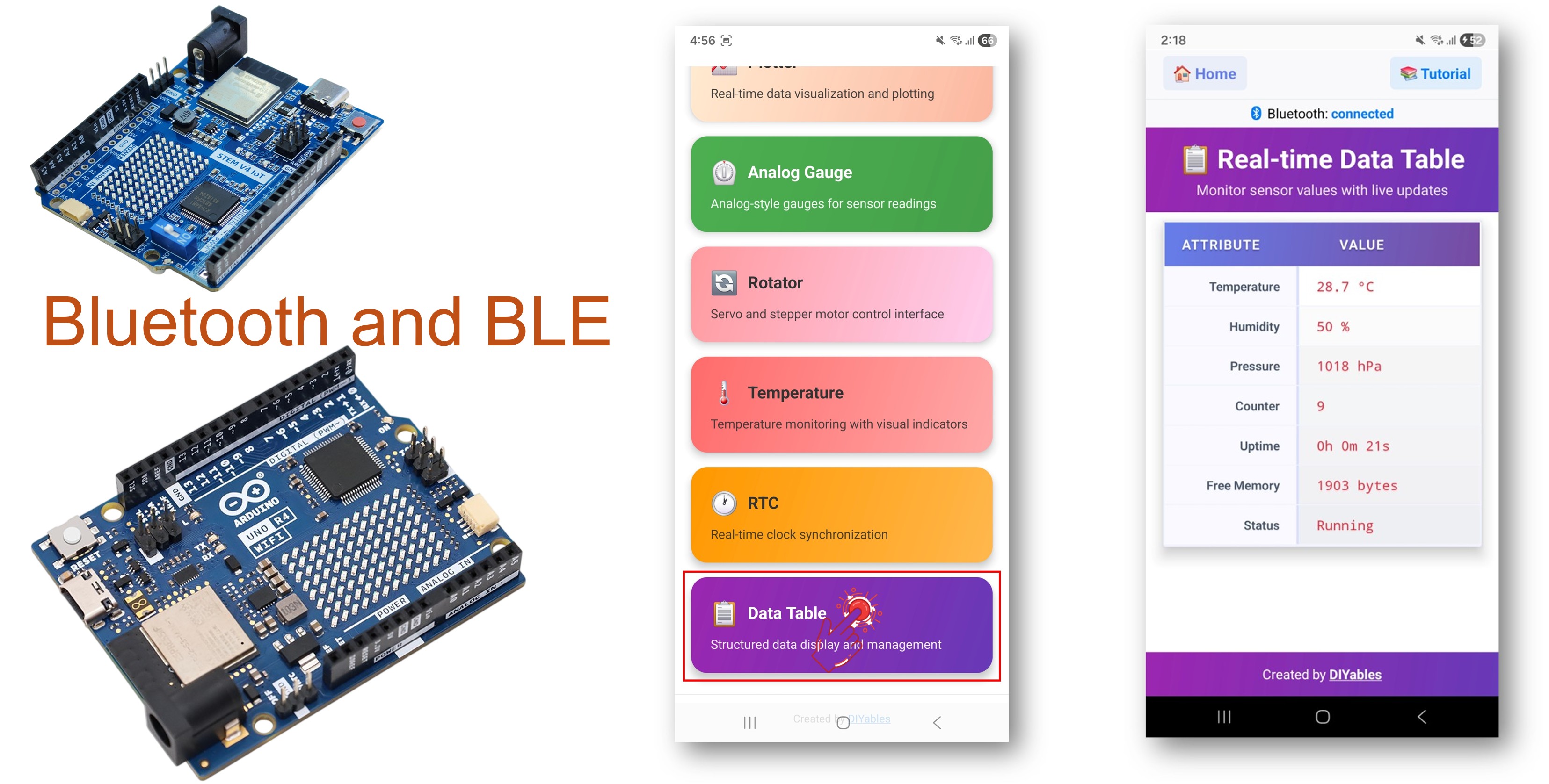 Arduino UNO R4 WiFi Bluetooth Tabelle Beispiel - Strukturierte Datenanzeige via BLE Tutorial