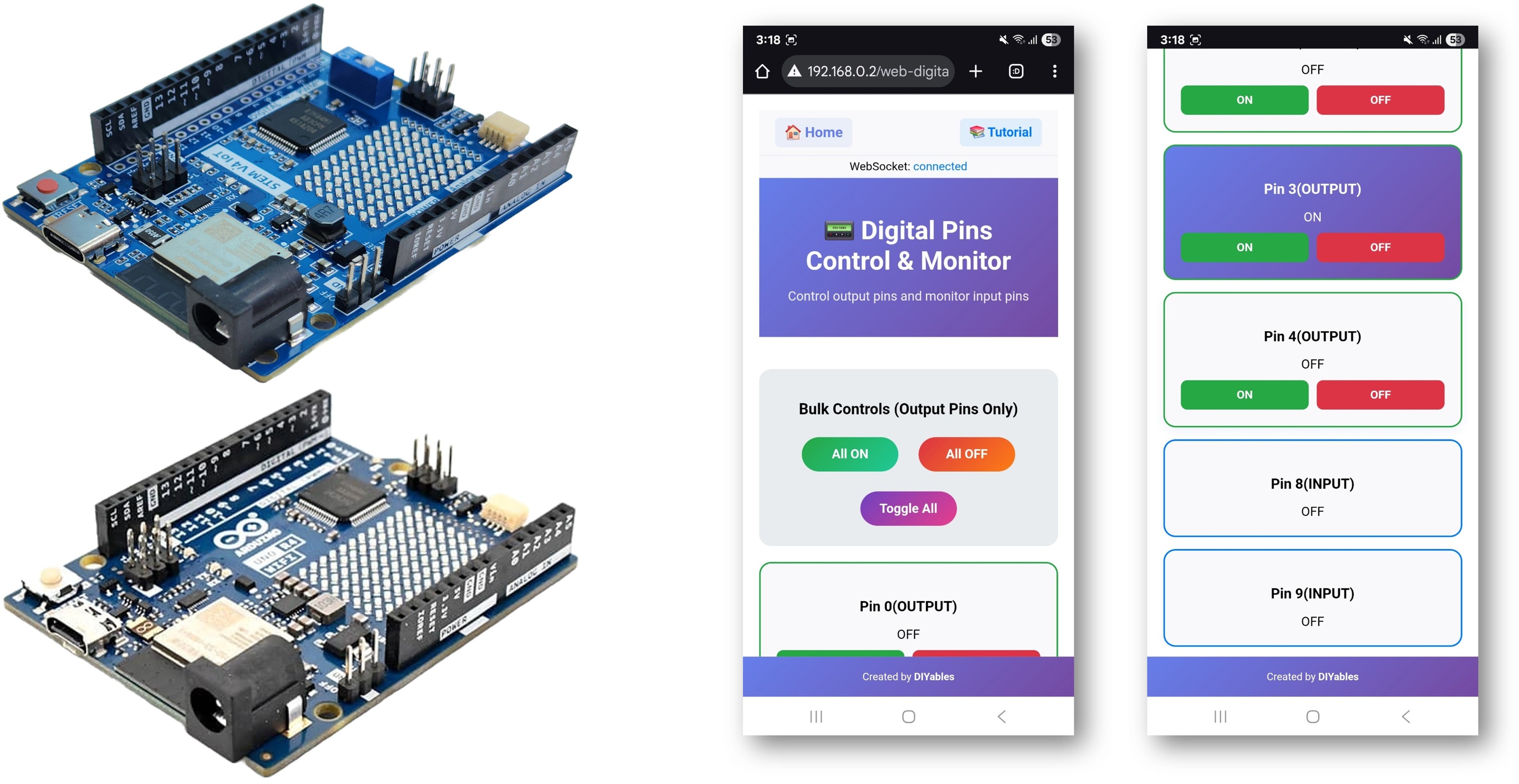 Arduino WebDigitalPins-Beispiel – Tutorial zur Digital-Pin-Steuerungsschnittstelle