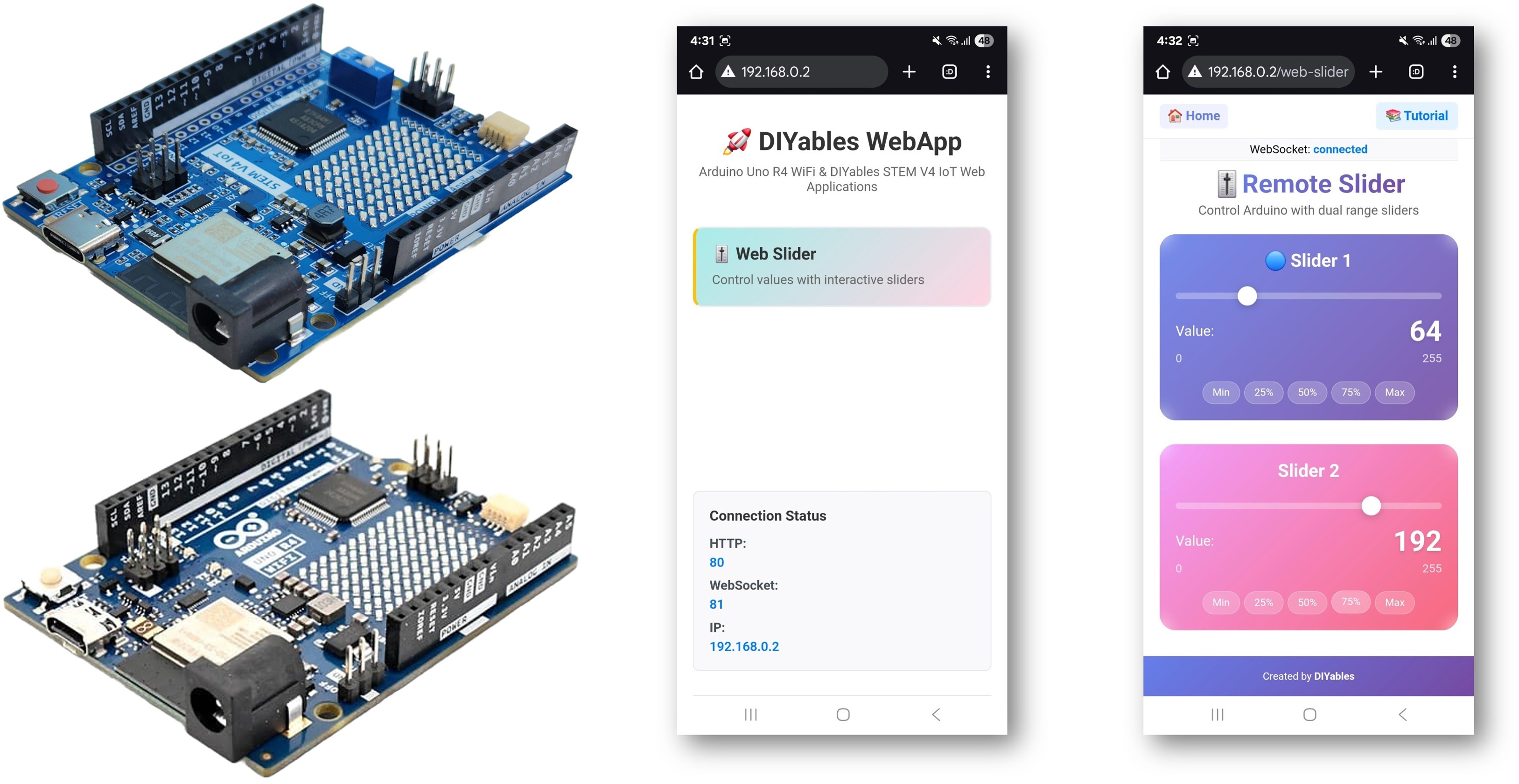 Arduino WebSlider-Beispiel - Tutorial zur Steueroberfläche mit dualem Schieberegler