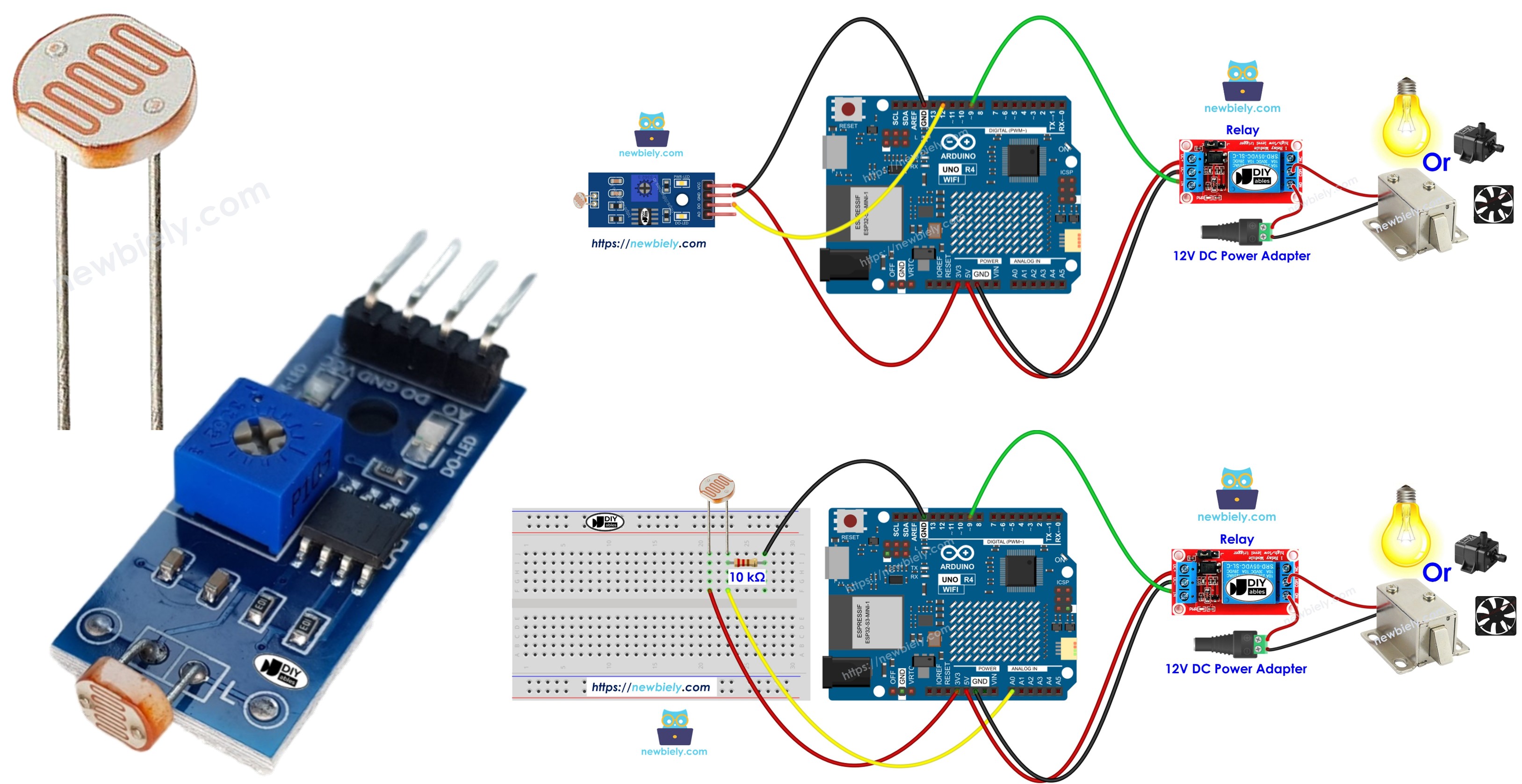 Arduino UNO R4-Lichtsensor steuert das Relais