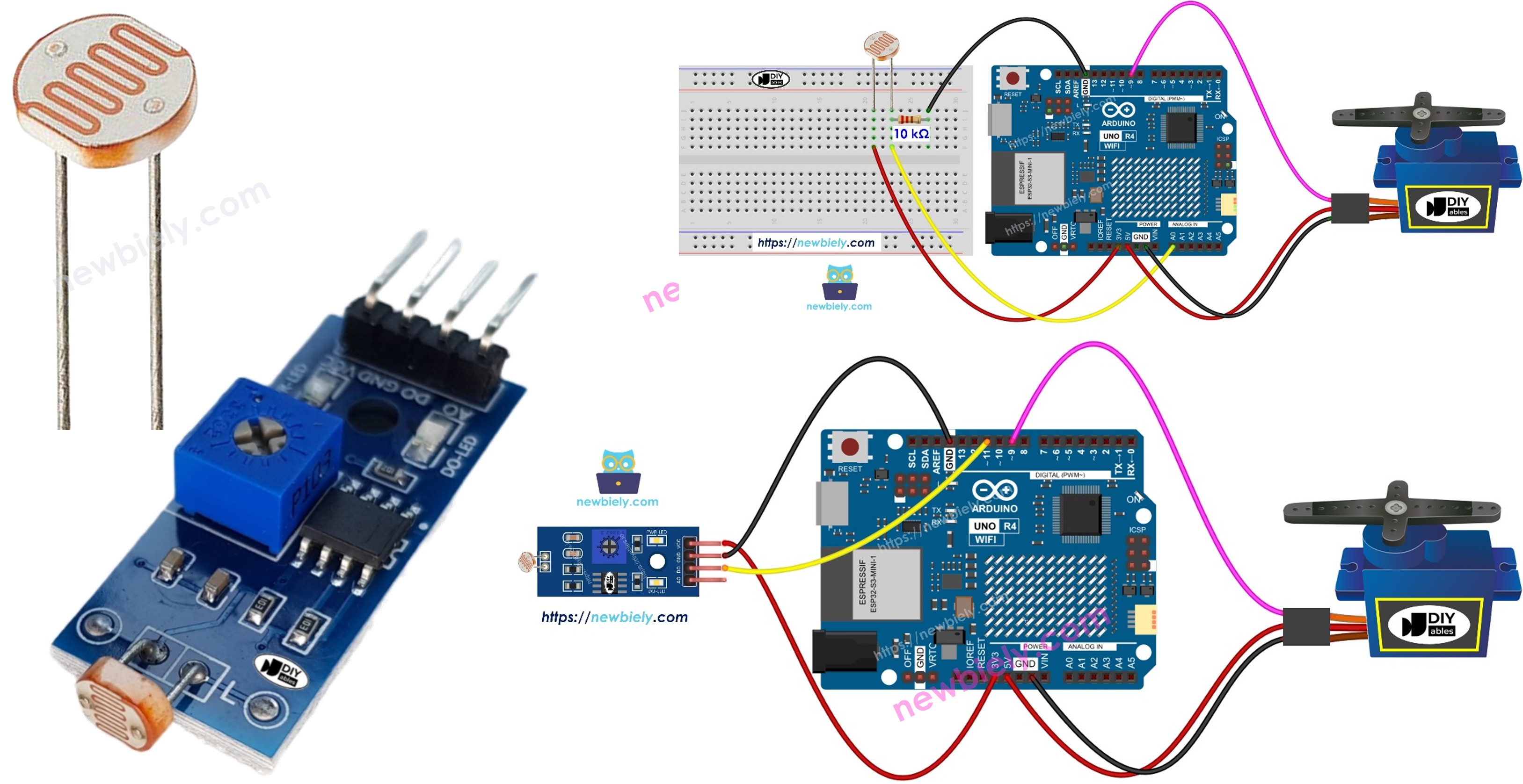 Arduino UNO R4 Lichtsensor steuert Servomotor