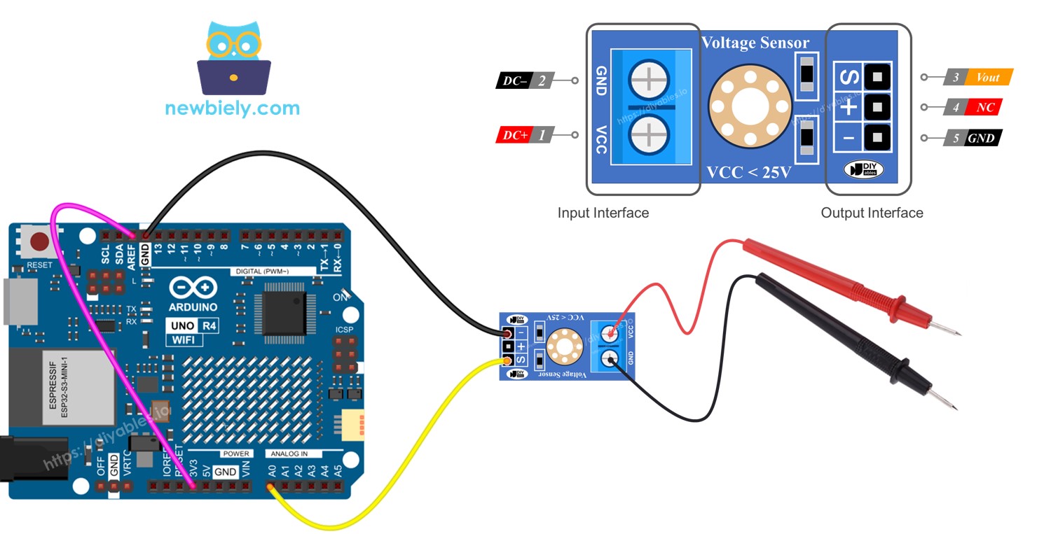 Arduino Uno R4 Spannungssensor