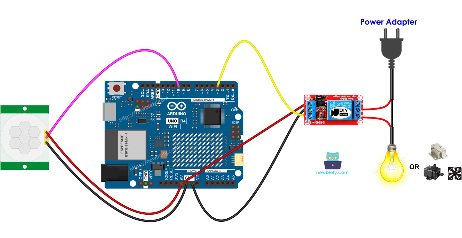 Arduino UNO R4 Bewegungsmelder-Relais