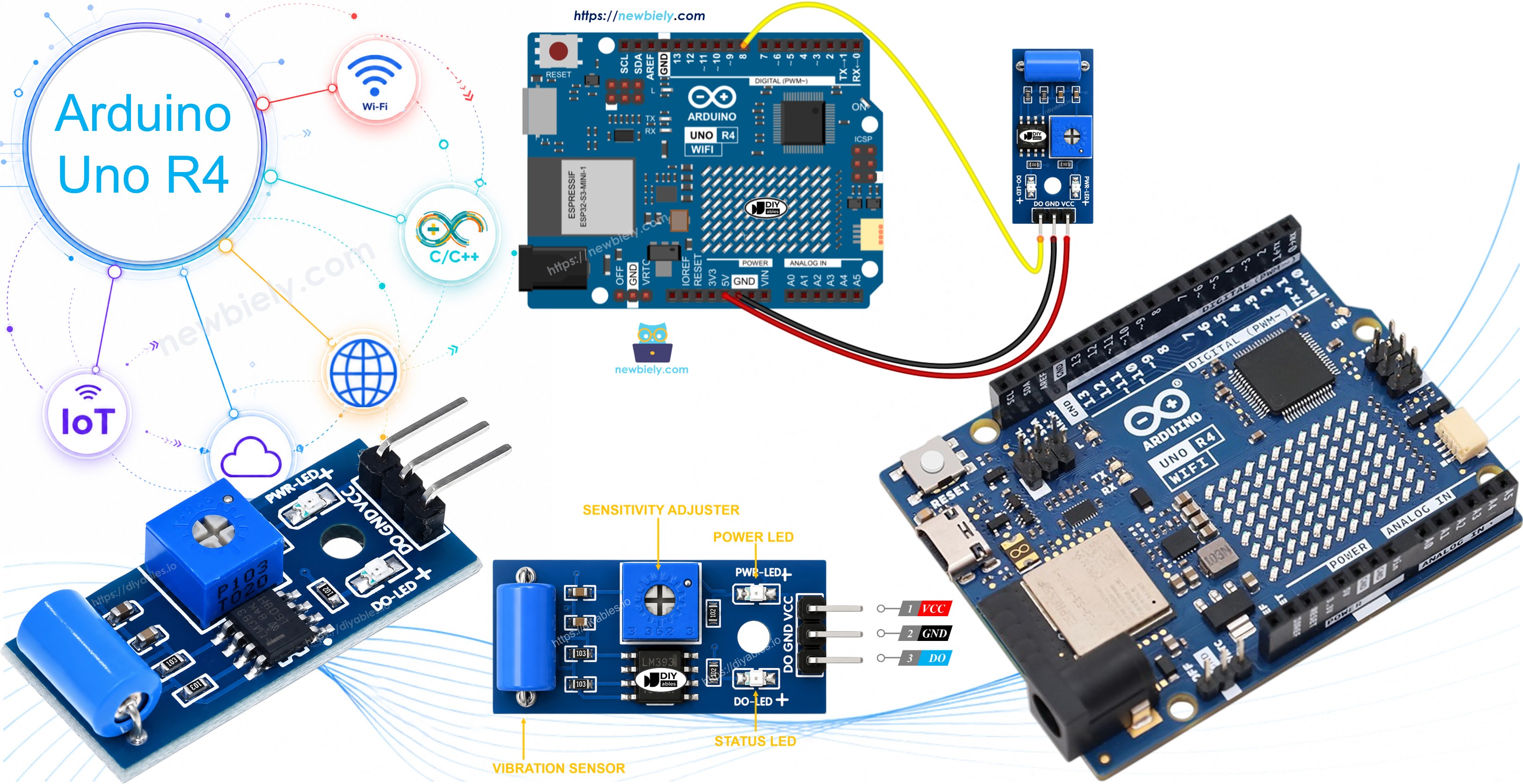 Arduino UNO R4 SW-420 Vibrationssensor