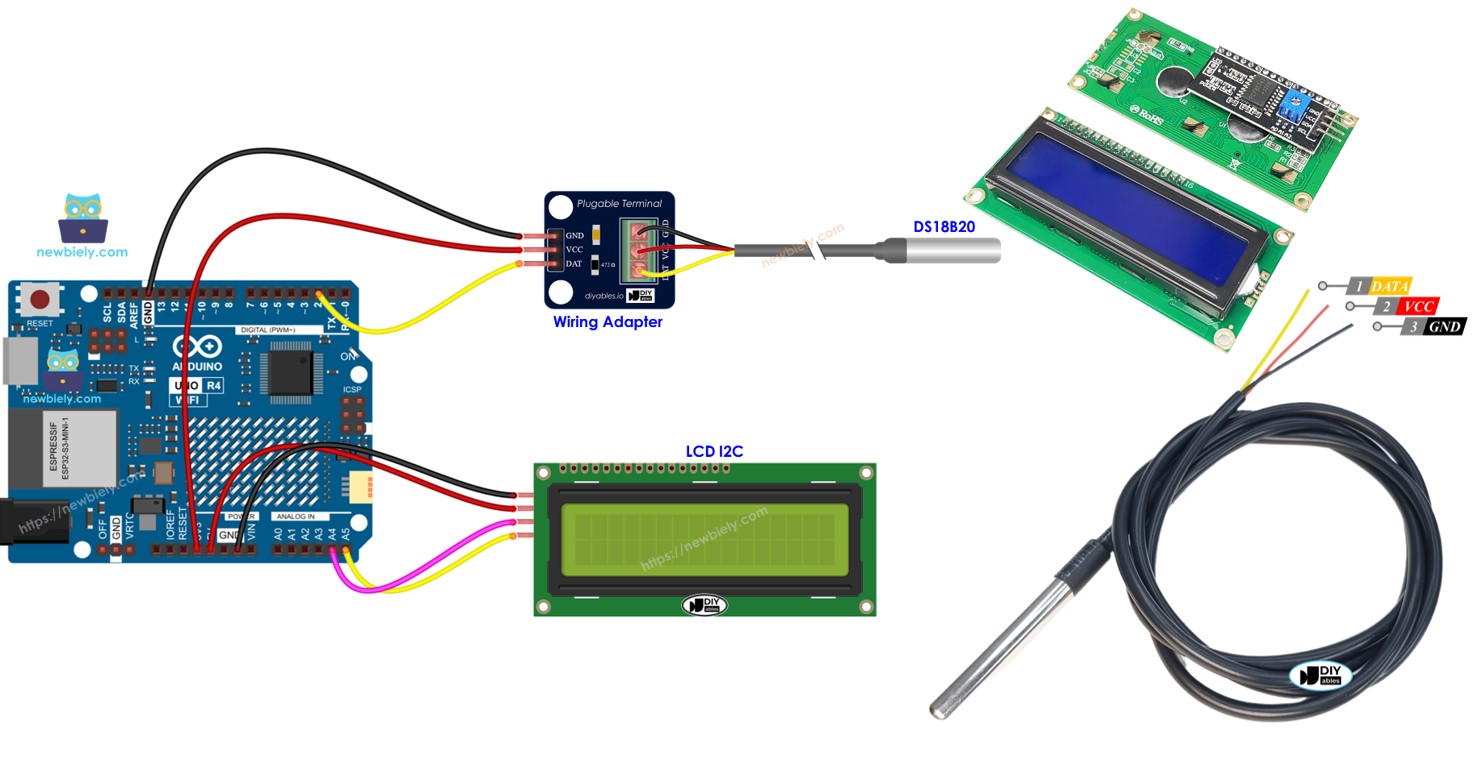 Arduino UNO R4 Temperatursensor LCD I2C