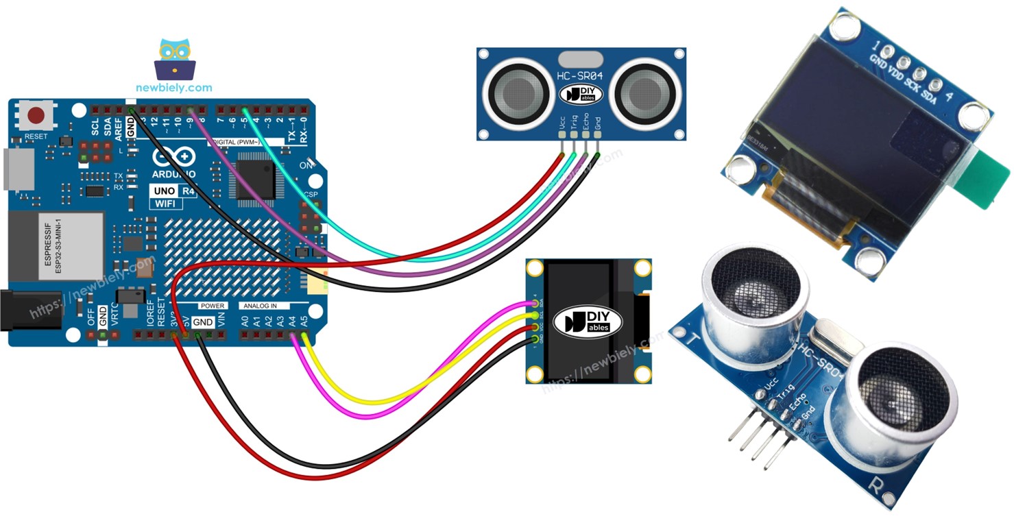 Arduino UNO R4 Ultraschallsensor OLED