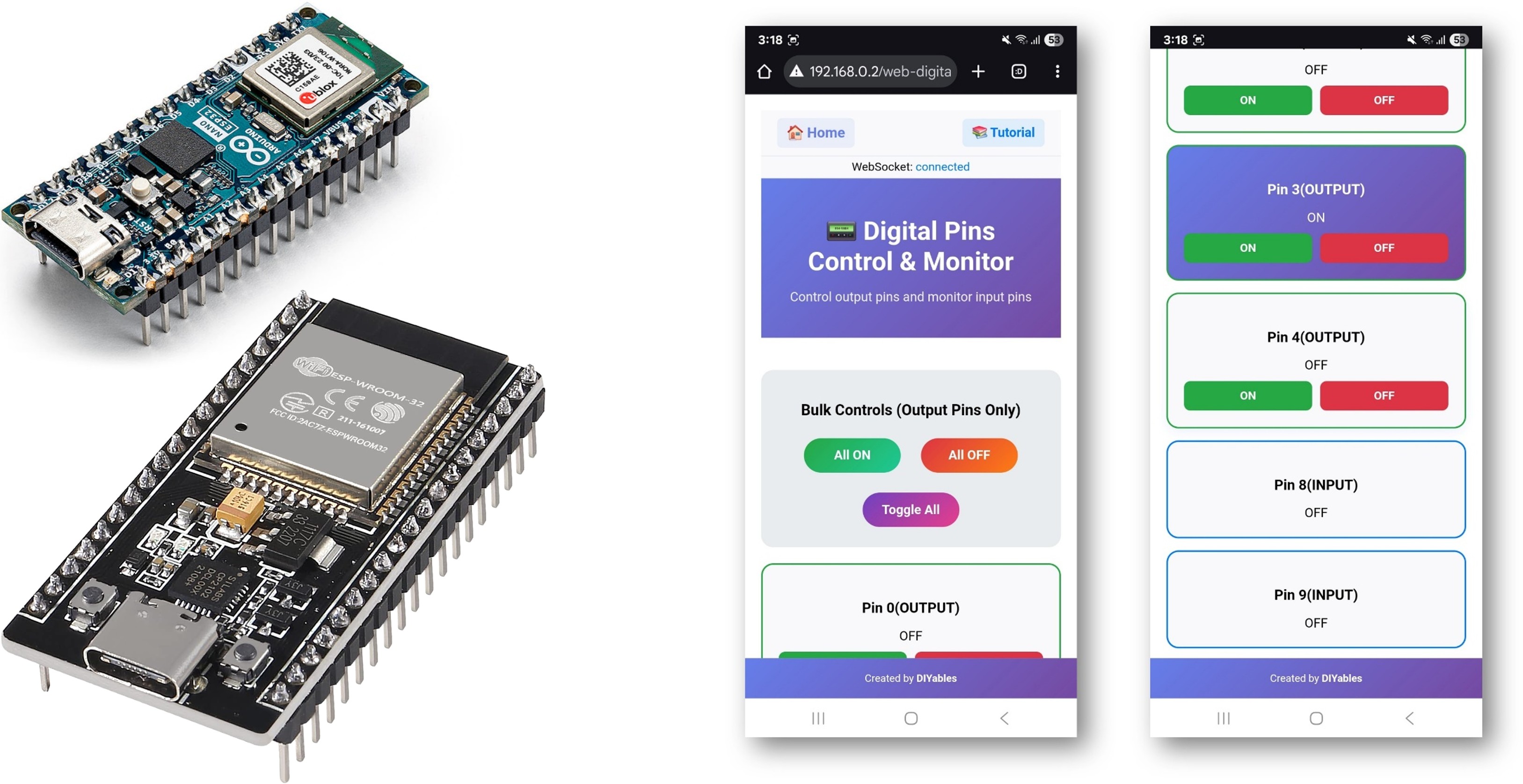Arduino WebDigitalPins Beispiel - Tutorial zur Digitalpin-Steuerungsschnittstelle