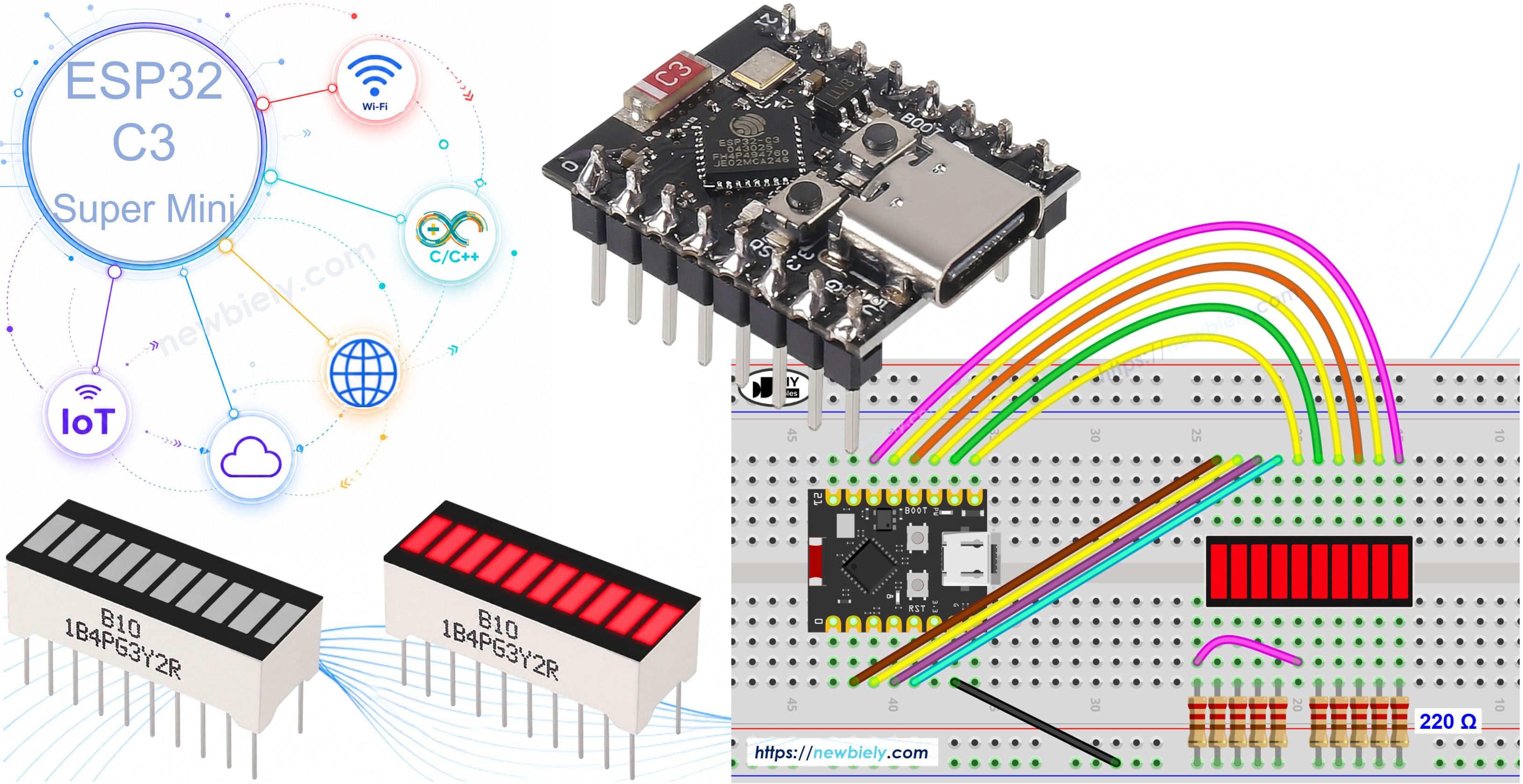 ESP32 C3 Super Mini - 10-Segment-LED-Balkenanzeige