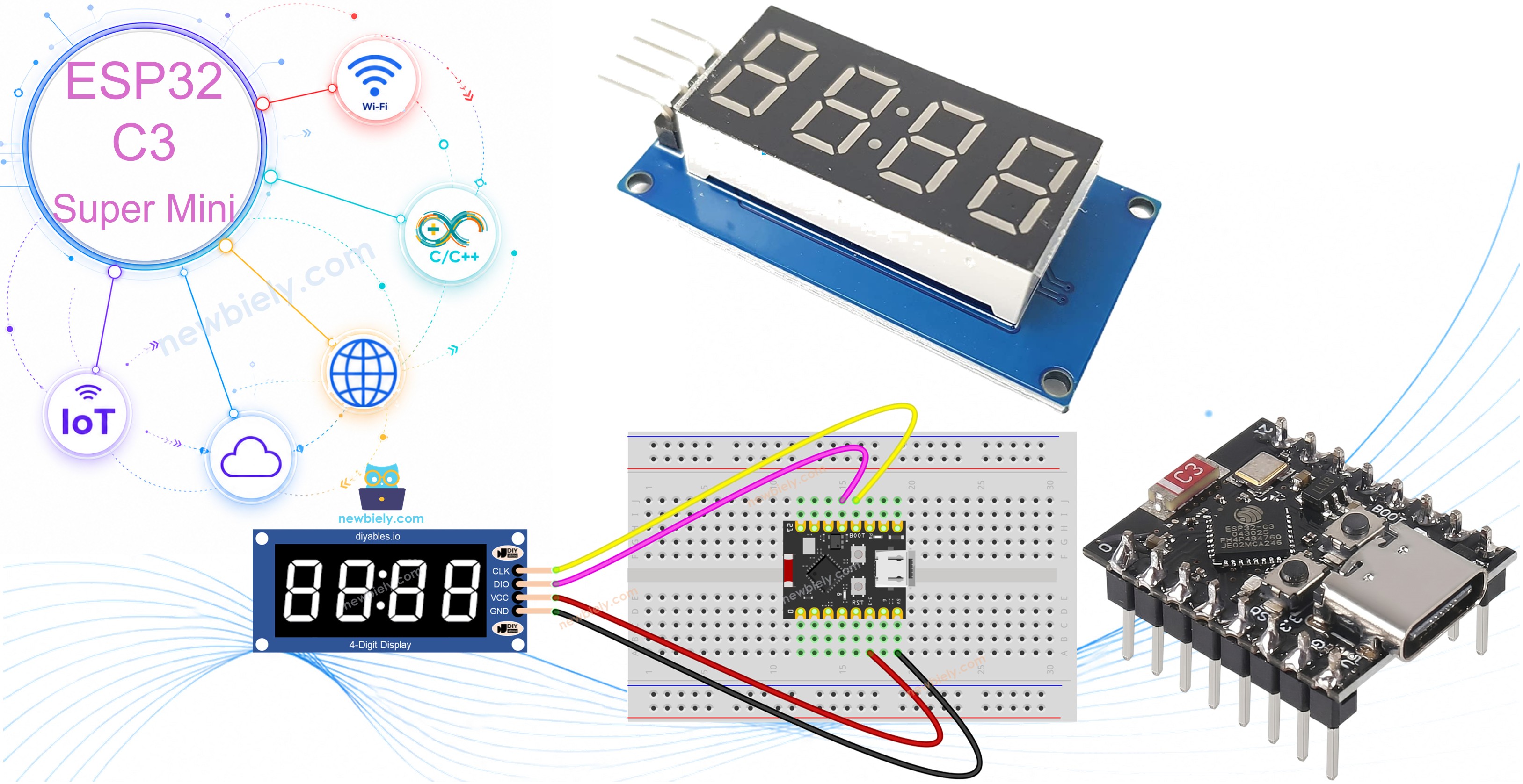ESP32 C3 Super Mini TM1637 4-stellige 7-Segment-Anzeige
