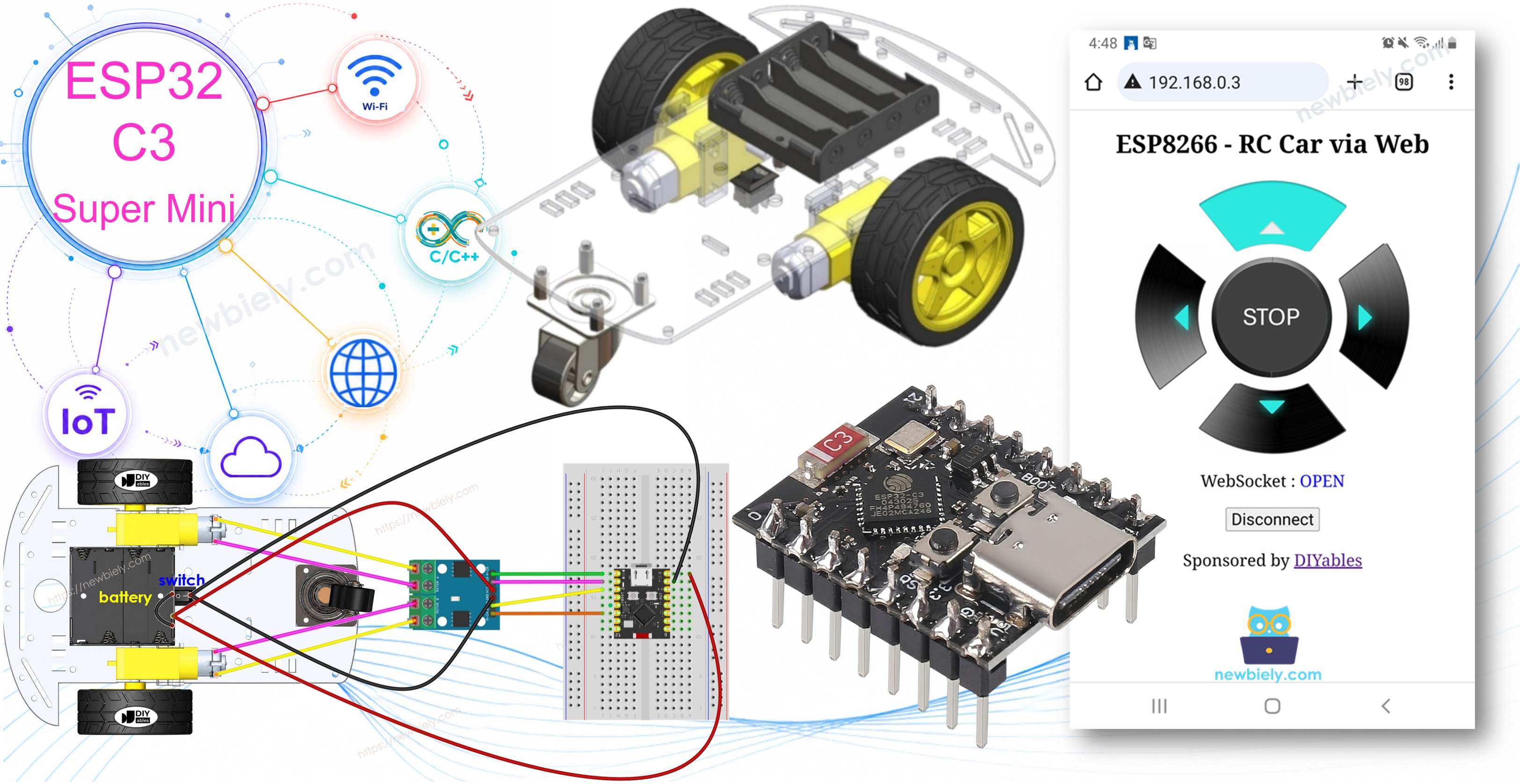 ESP32 C3 Super Mini Roboter-Auto