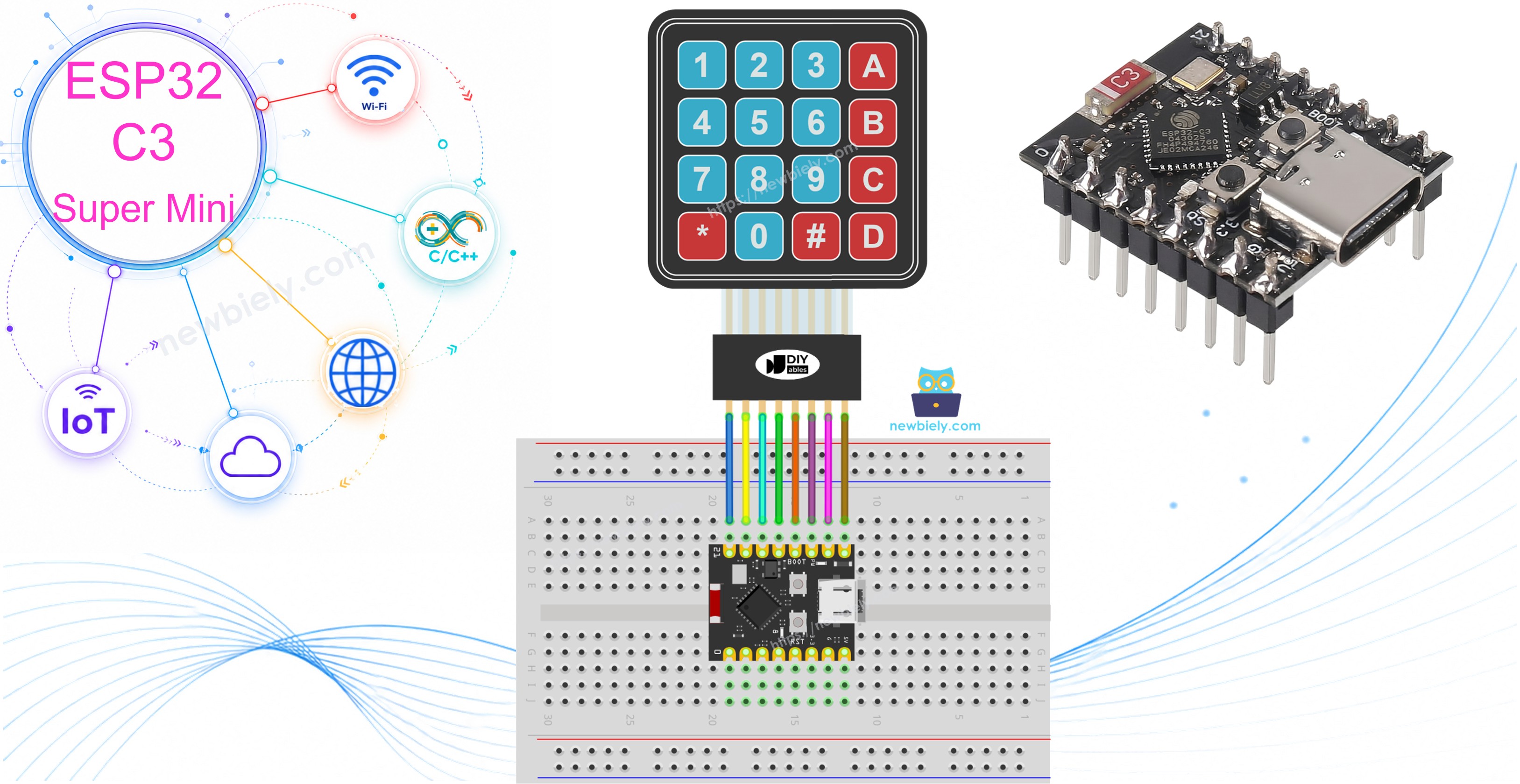 ESP32 C3 Super Mini - Tastenfeld 4x4