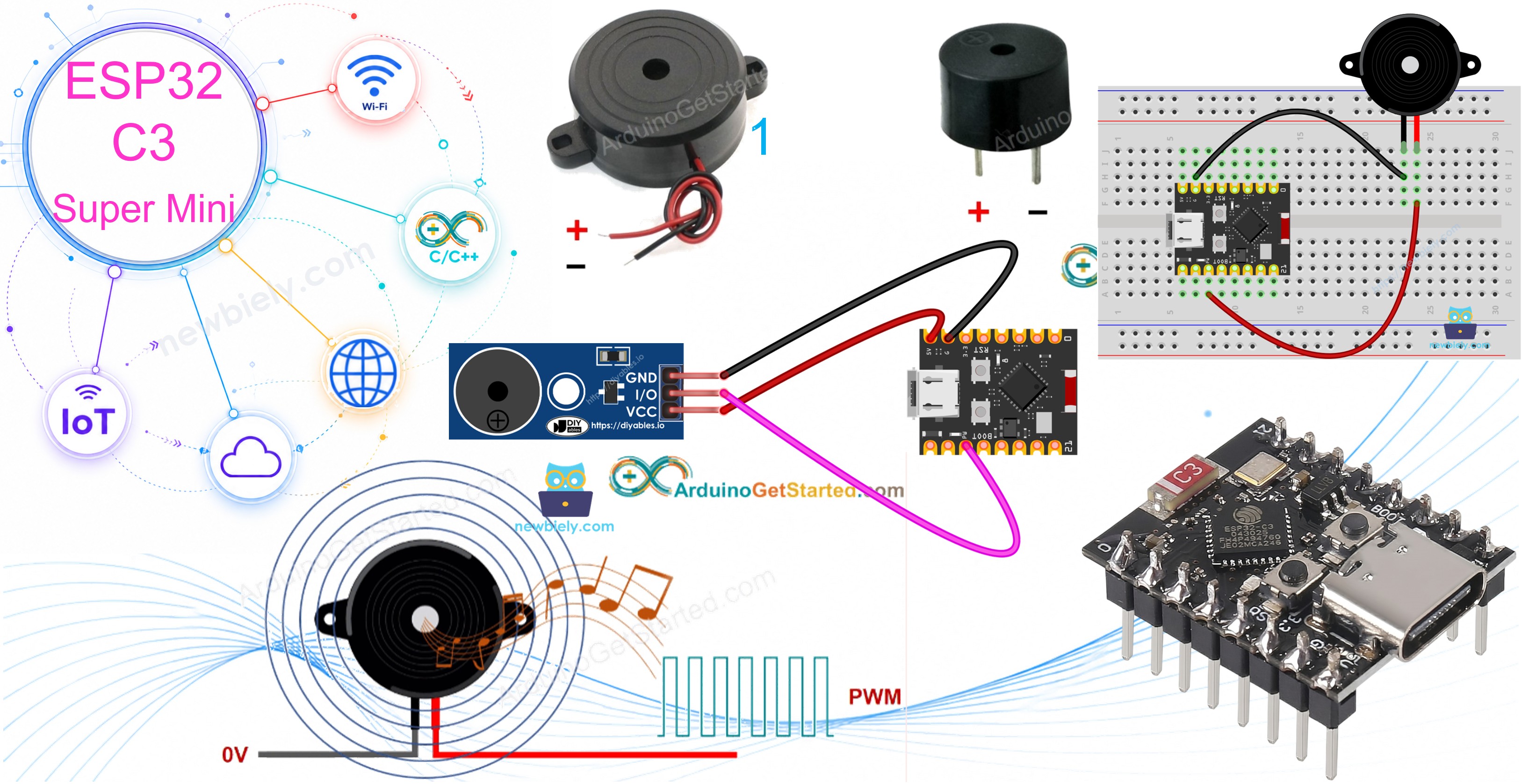 ESP32 C3 Super Mini Piezo-Summer