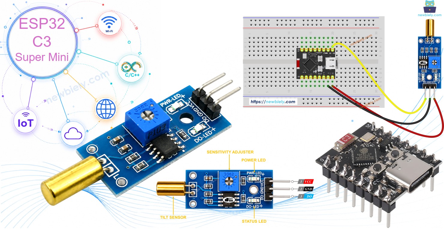 ESP32 C3 Super Mini SW520D Neigungssensor