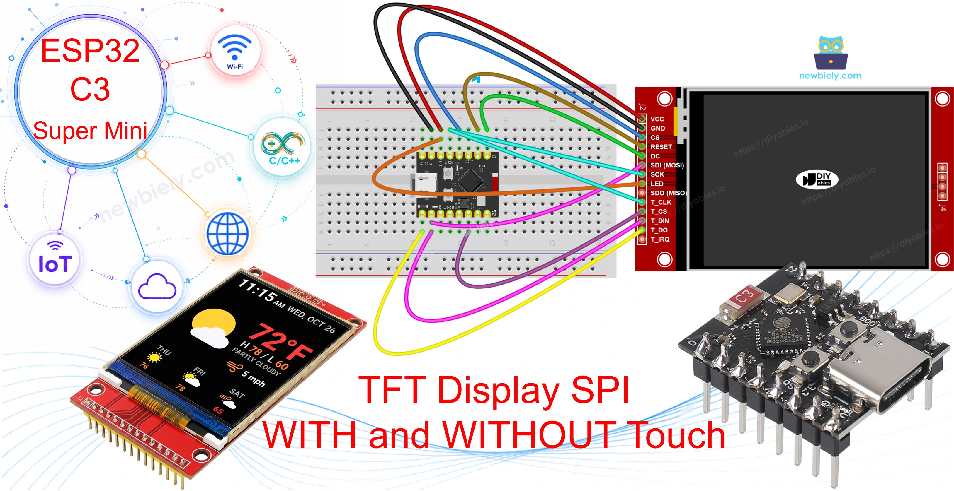 ESP32 C3 Super Mini TFT LCD Touch-Display SPI