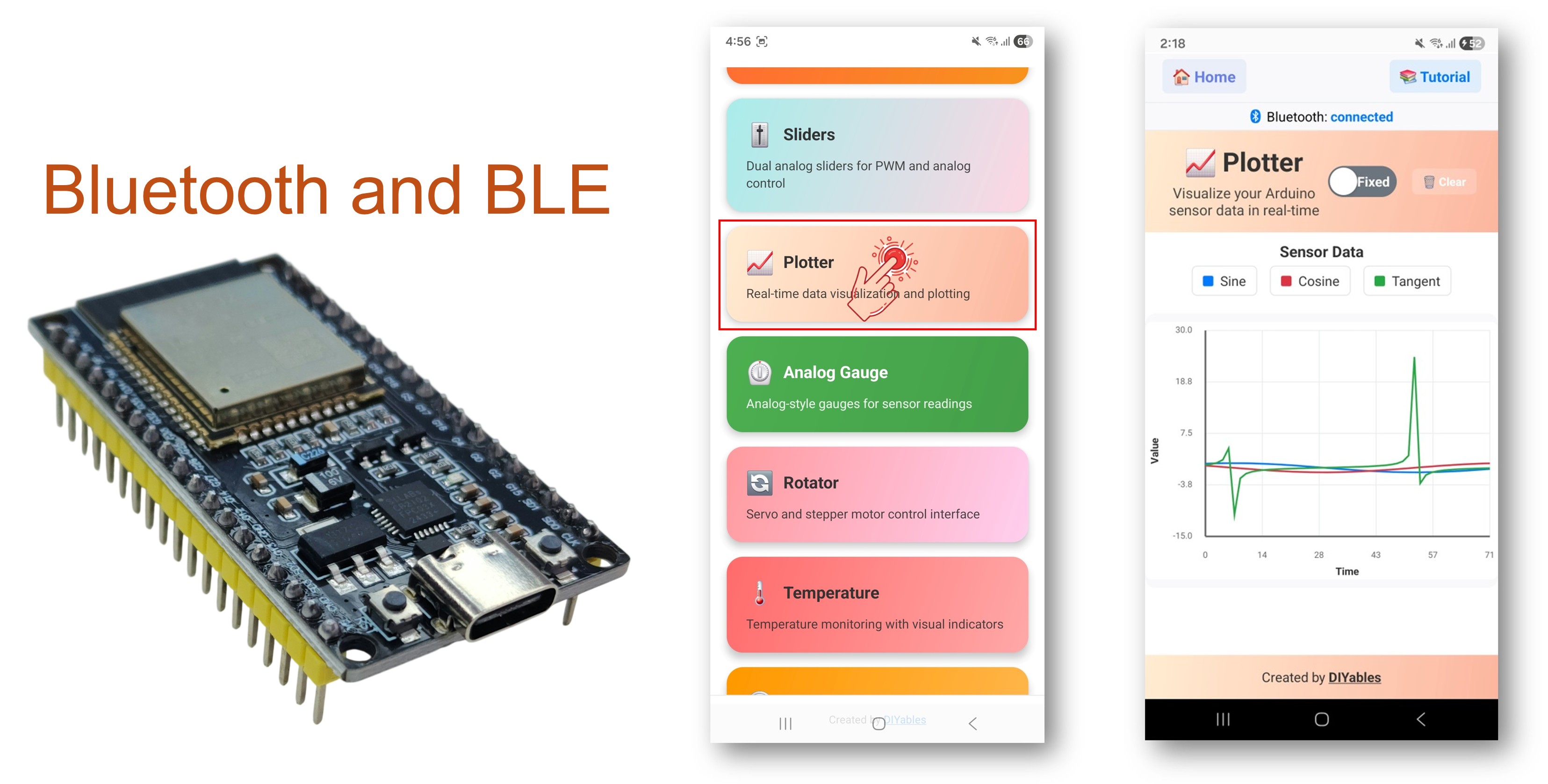 ESP32 Bluetooth Plotter Beispiel - Echtzeit-Datendiagramm Interface Tutorial