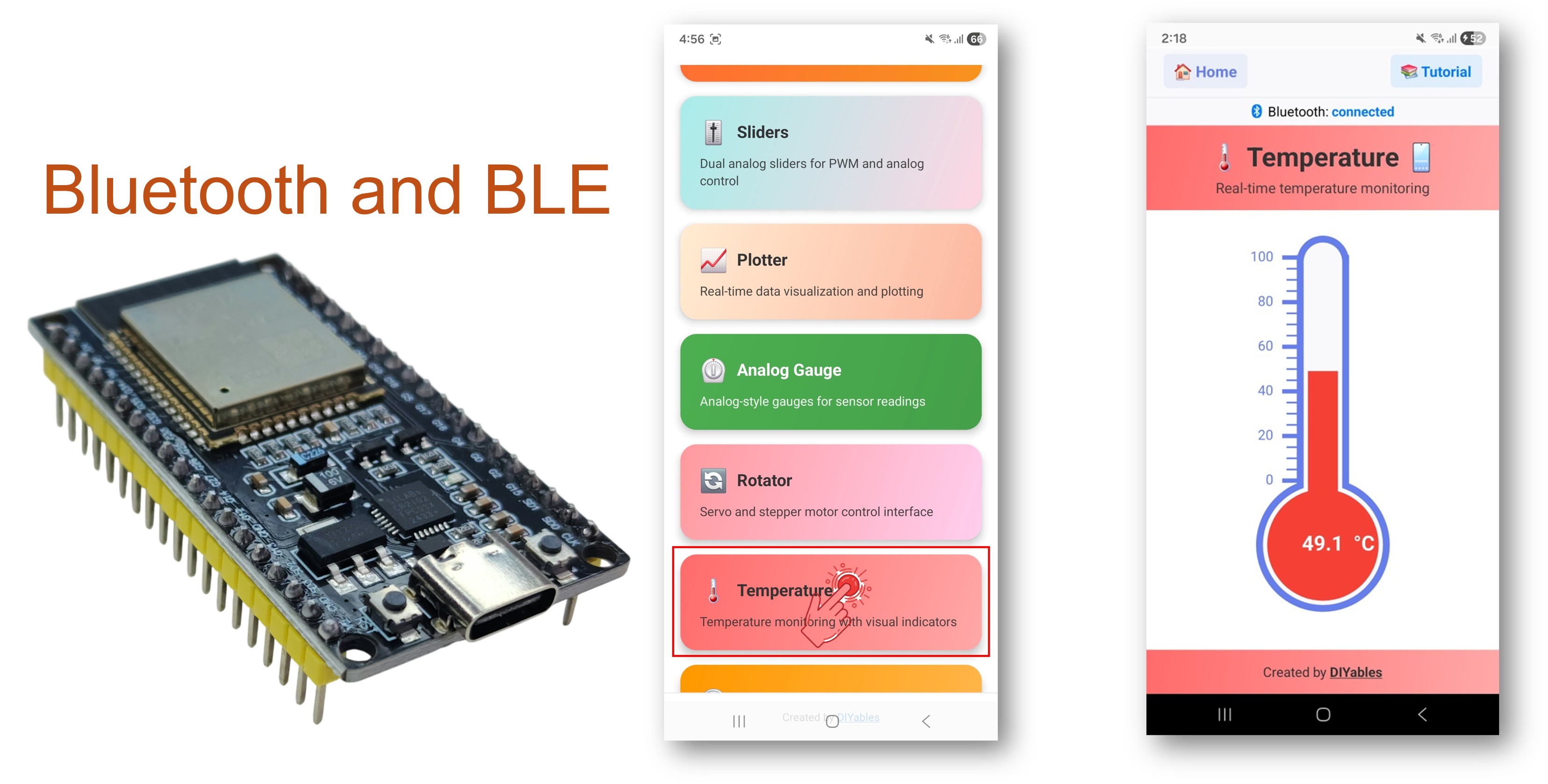 ESP32 Bluetooth Temperature Example - Temperatur Anzeige Tutorial